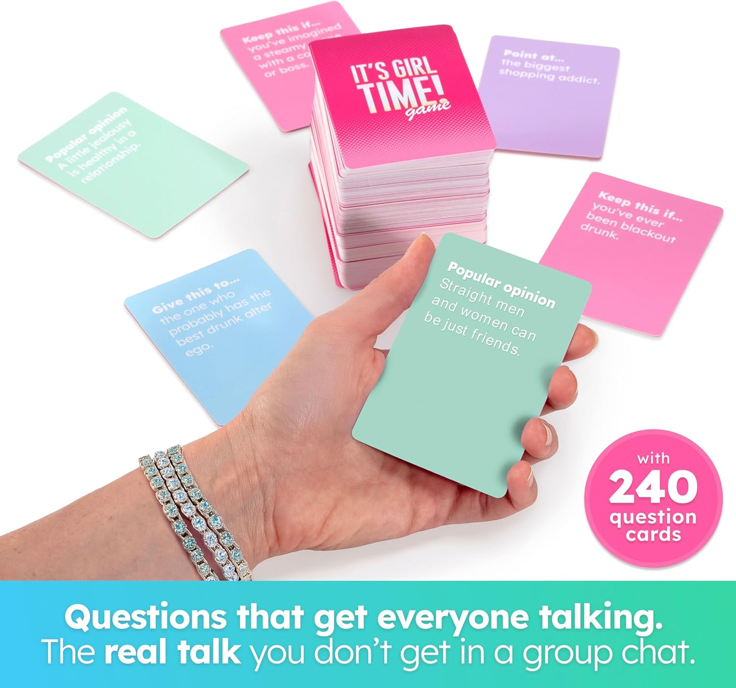 It’s Girl Time - Girls Night Card Game for Bachelorette, Galentines or Ladies Night - 240 Sweet & Sassy Questions with Challenges - Fun Party Game for Adults & Teens - Image 6