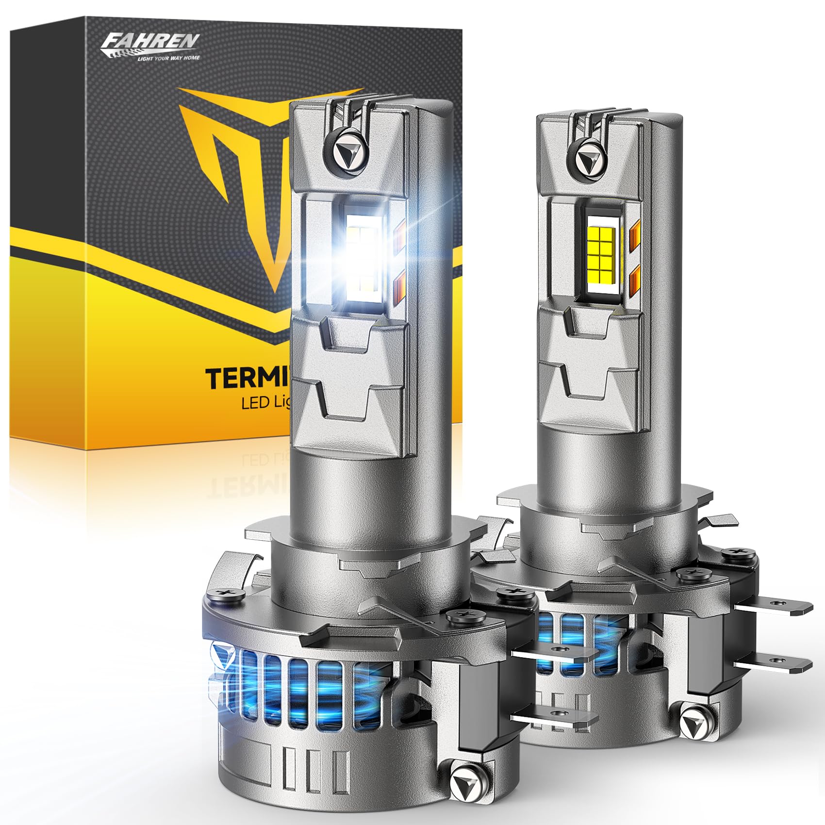 FORENNER H11B Light Bulbs, 10X Ultra Bright with Cooling Fans, 1:1 Mini Size, H11B Bulbs, 3 Min Quick Install, Plug & Play, No Flicker, 6500K Cool White Light, 99% Compatibility, Pack of 2