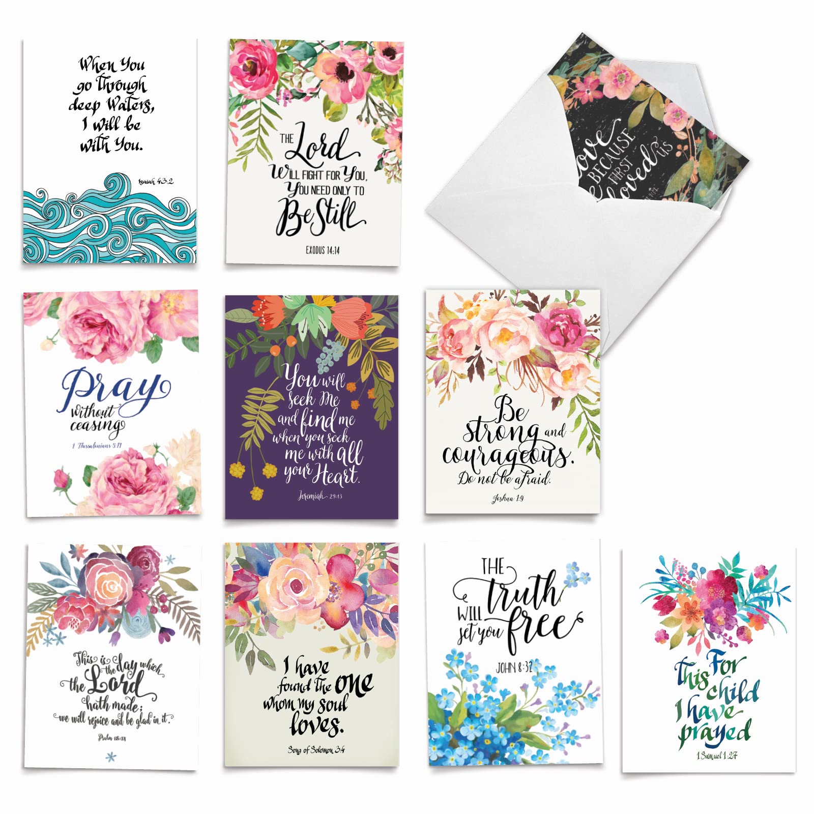 The Best Card Company - 10 Assorted Blank All Occasions Notecards Box Set 4 x 5.12 Inch w/Envelopes Bible Verse, Men, Women Variety Pack (10 Designs,