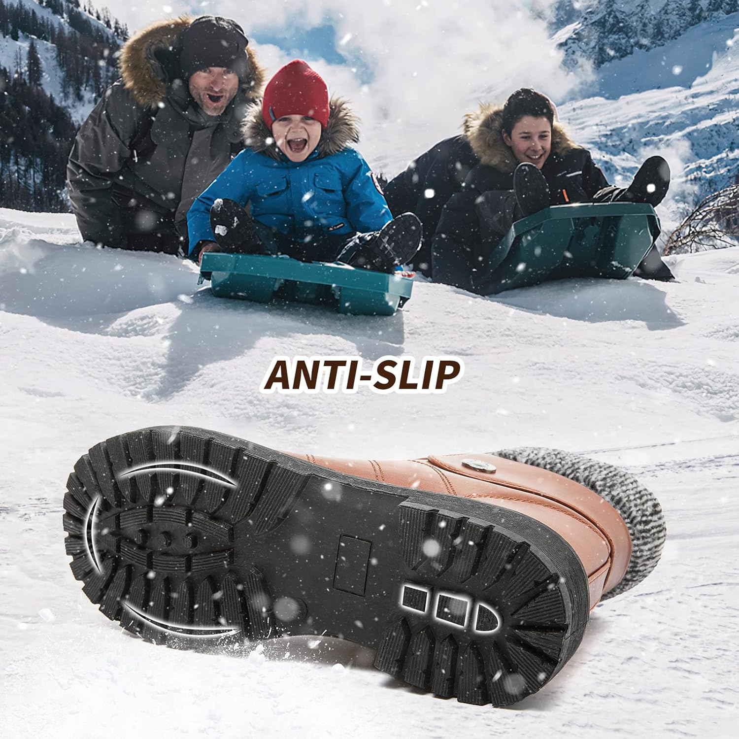 FRACORA Women's PU Leather Combat Boots Warm Fur Lined Black Ankle Booties Side Zipper White Boots Non-slip Winter Boots - Image 2