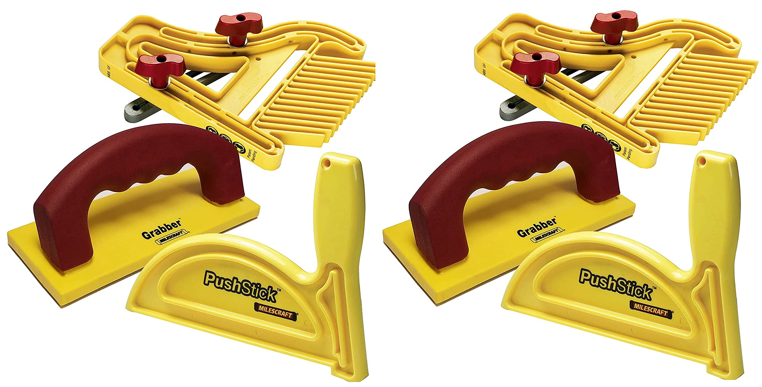 Milescraft 7334 Safety Bundle - Includes FeatherBoard, PushStick and Free Grabber Push Block (2 Pack)