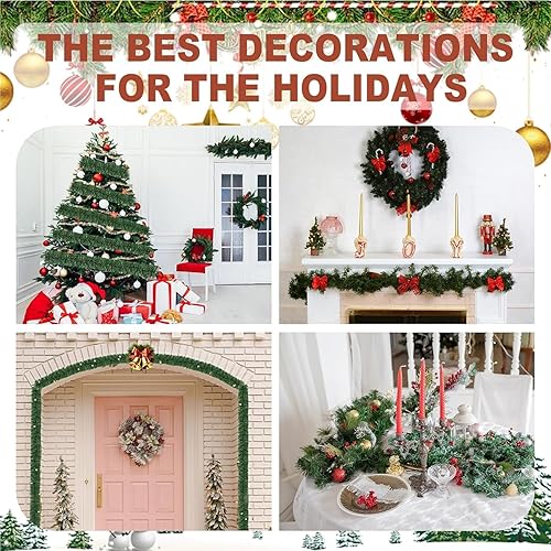 Miniatura 7 de Guirnalda de Navidad de 54 pies  3 soportes de guirnalda artificial de hoja perenne suave para decoración de Navidad, guirnaldas no iluminadas para