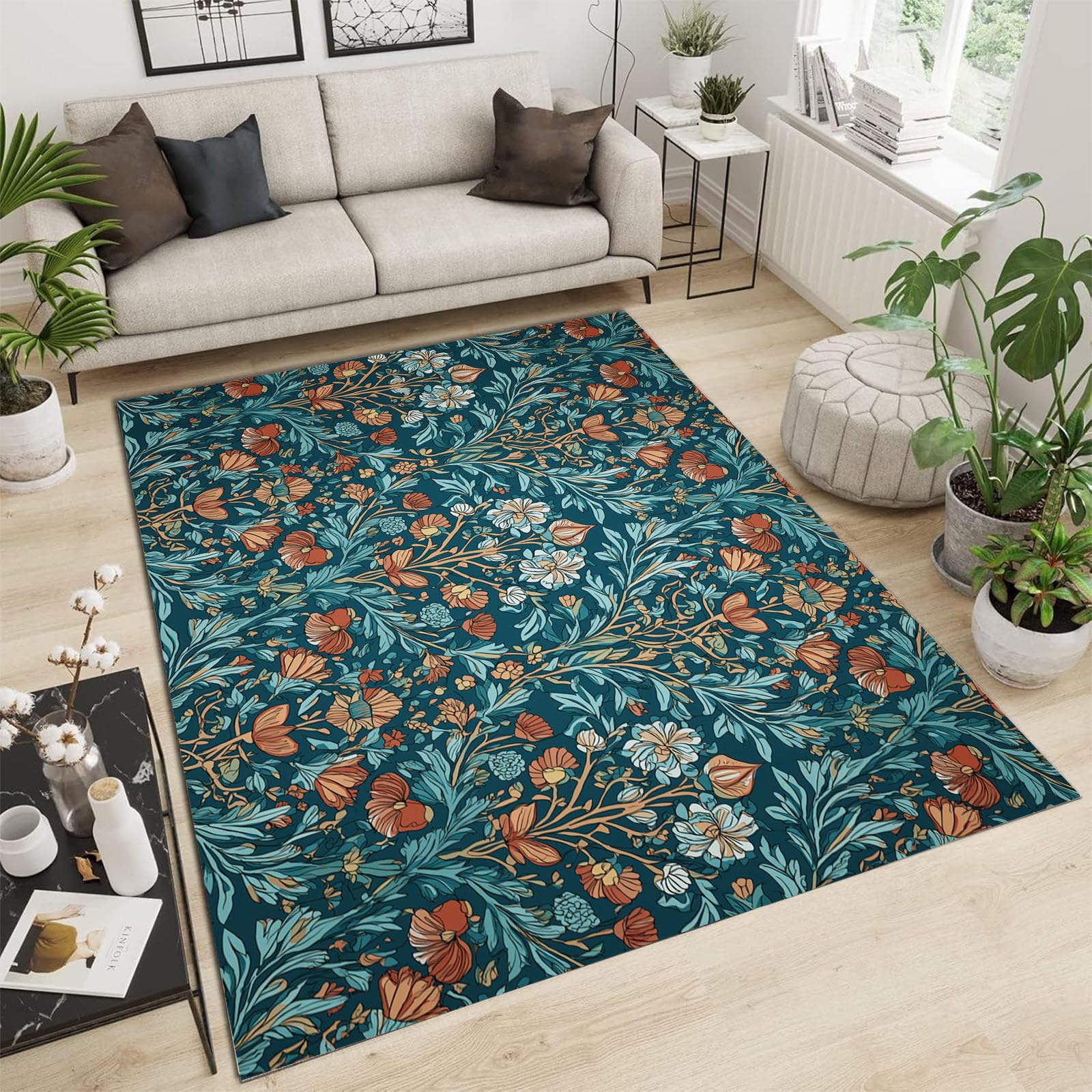 Tapis de salon antidérapant et doux pour chambre adulte et salle à manger
