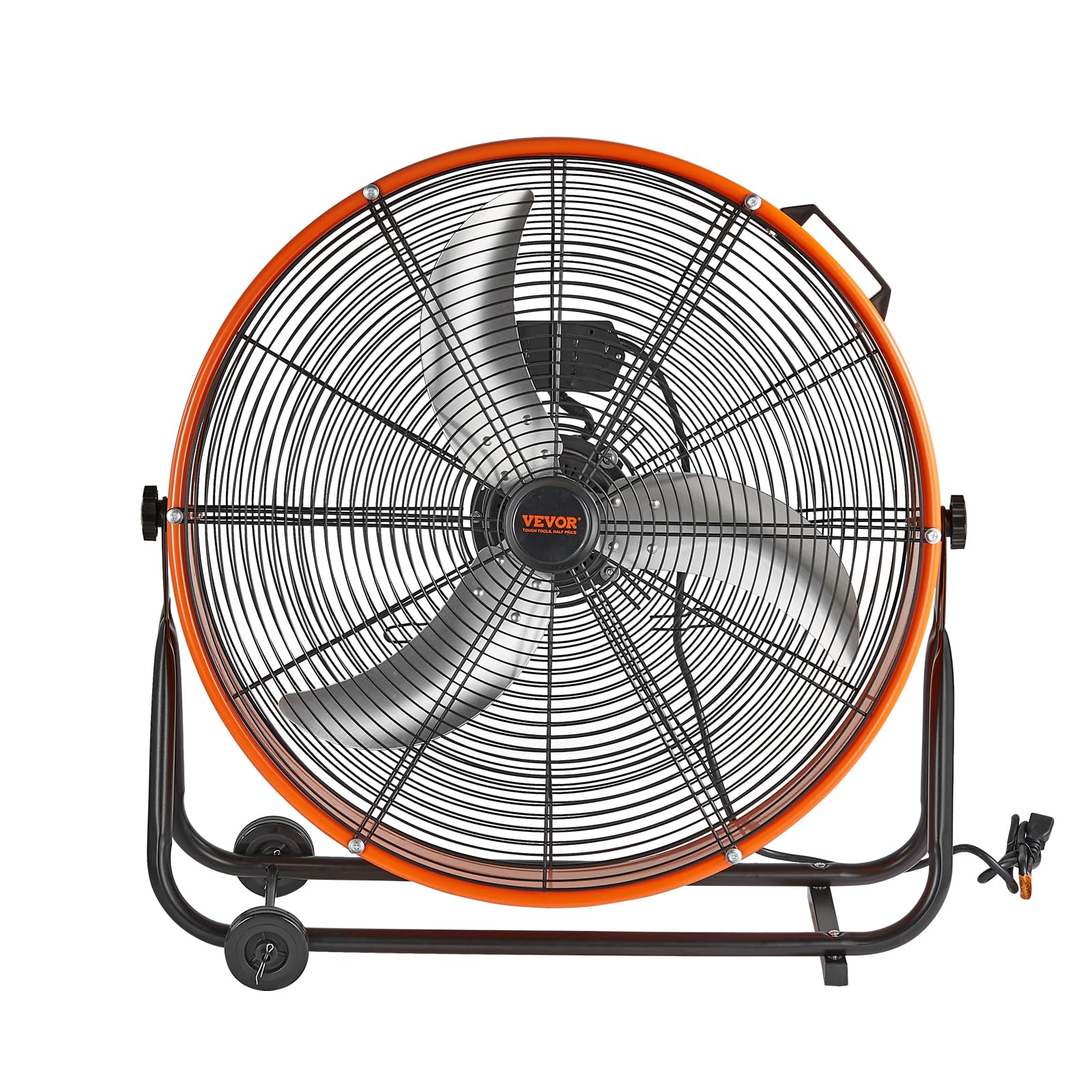 VEVOR Ventilatore a Tamburo, Ventilatore per Officina Industriale ad Alta Velocità 609 mm, 3 Velocità 8700 CFM con Inclinazione Regolabile 360°, Ventilatore Industriale per Magazzino Officina Fabbrica