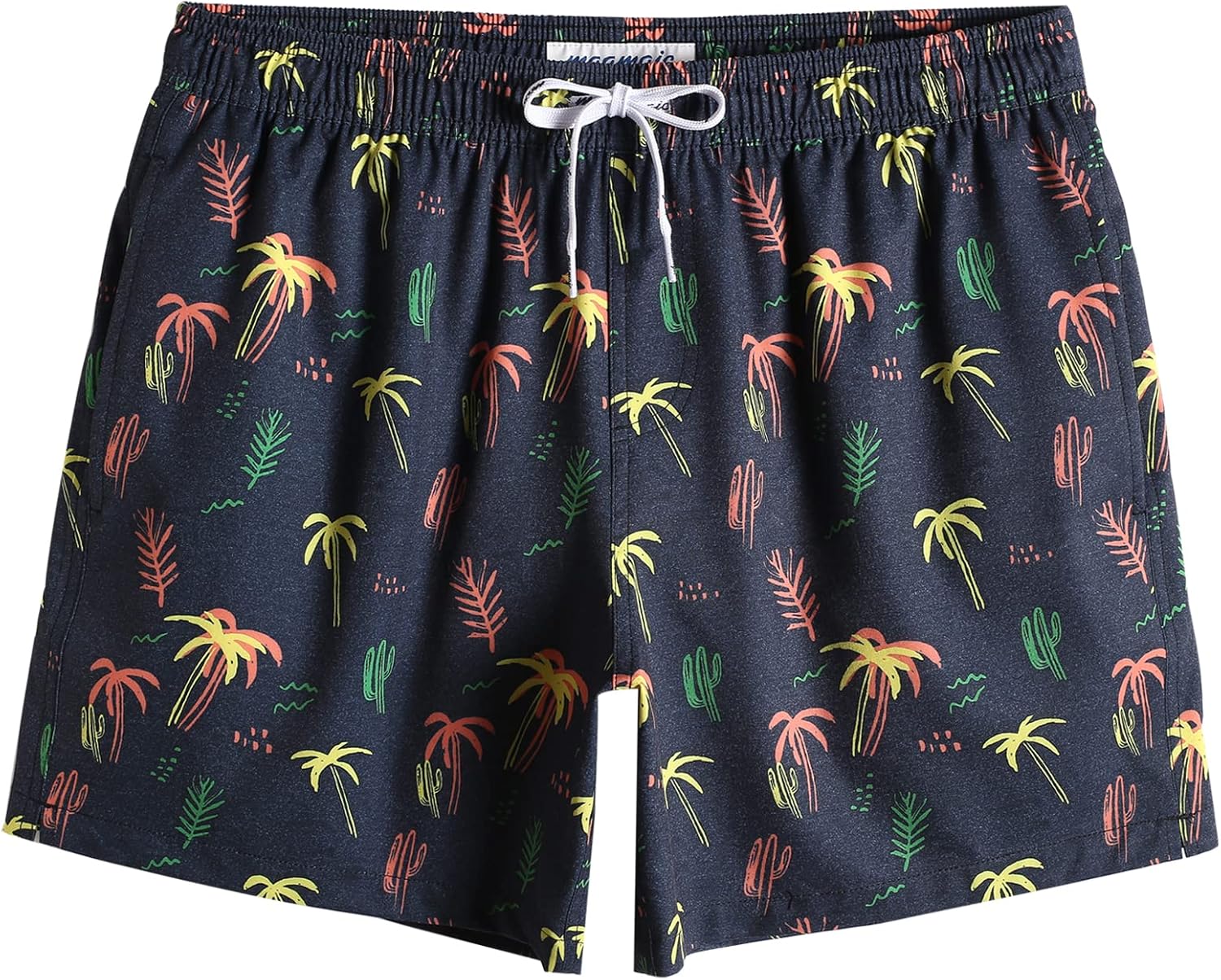 maamgic Mens Boys 80s 90s Vintage 4 Way Stretch Swim Trunks with Mesh Lining Quick Dry Swim Suits Board Shorts