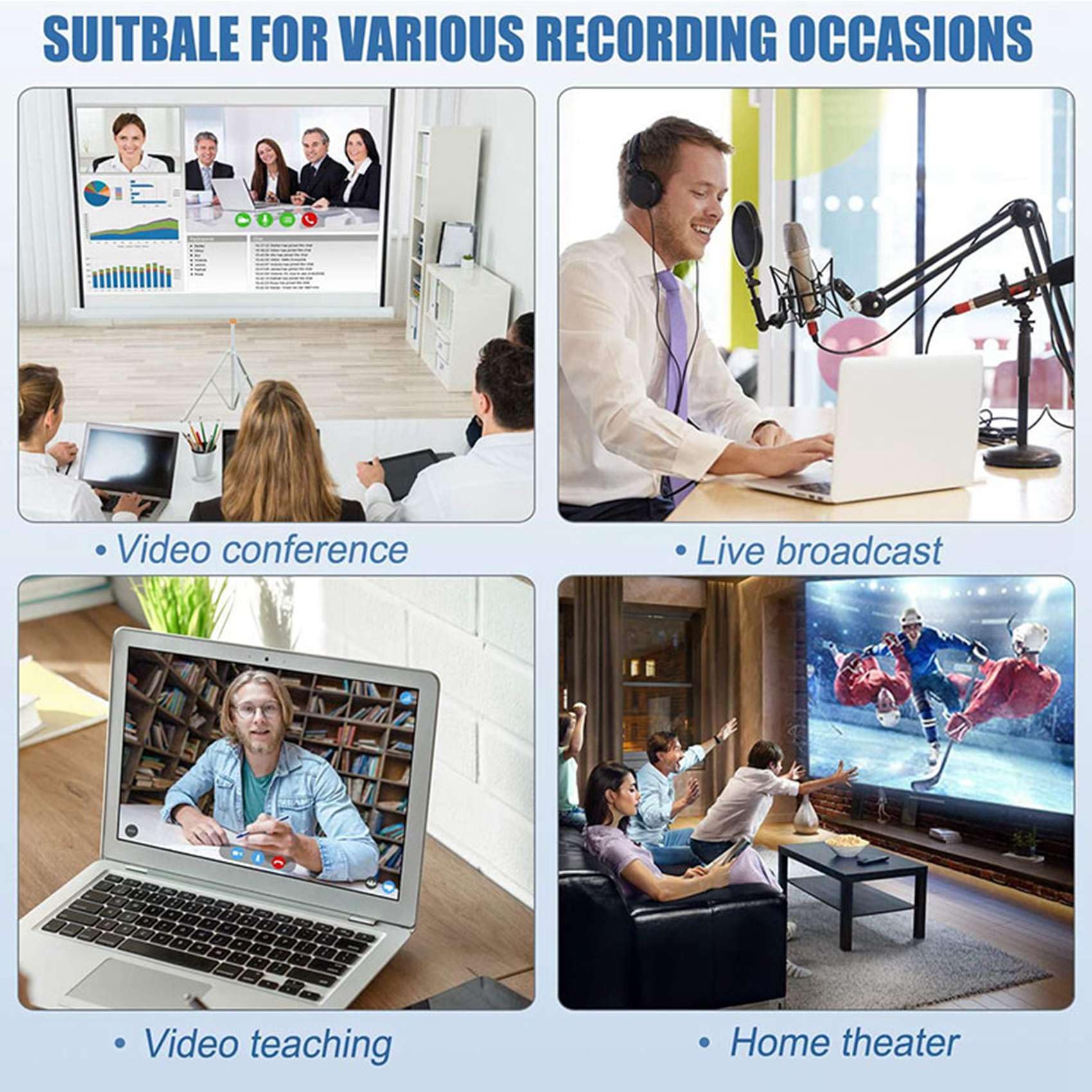 5X Tarjeta de Captura de Video USB 3.0 Tarjeta de Captura de Audio HD 4K 60FPS Dispositivo de Captura de Grabación de Video en Tiempo Real para Juegos