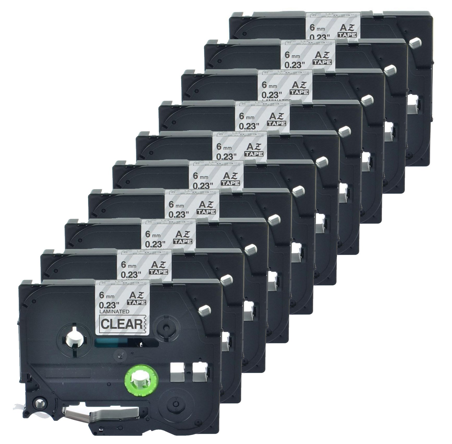 25 x Compatible Label Tape Replacement for Brother Label Tape AZe-111 6mm Laminated Adhesive Black On Clear Cassette
