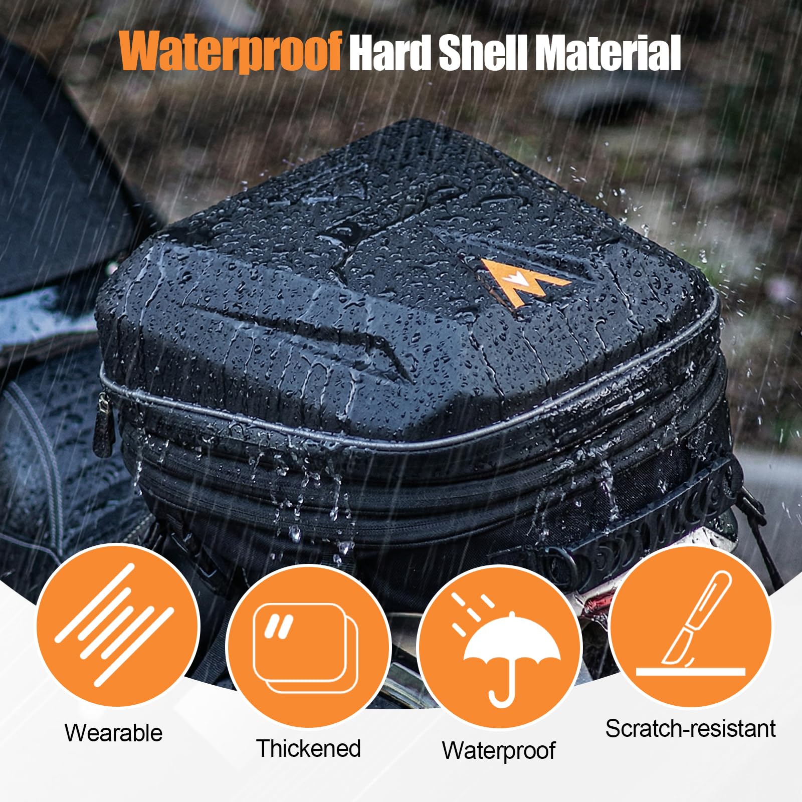 wasserdichte Motorrad Hecktasche, 20L-28L erweiterbare Rucksack Motorrad mit Montagegurten & Tragegurt, ABS+Eva Hartschale, Anti-Rutsch Hartschalen Helmtasche