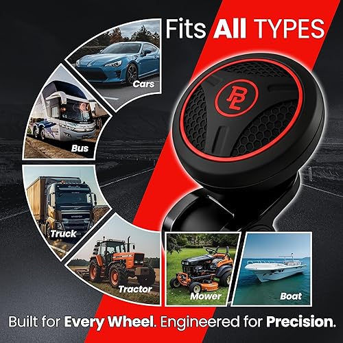 Miniatura 8 de Perilla para volante de auto de silicio color negro BL Silicon Power Handle, accesorio para auto, vehículo rojo