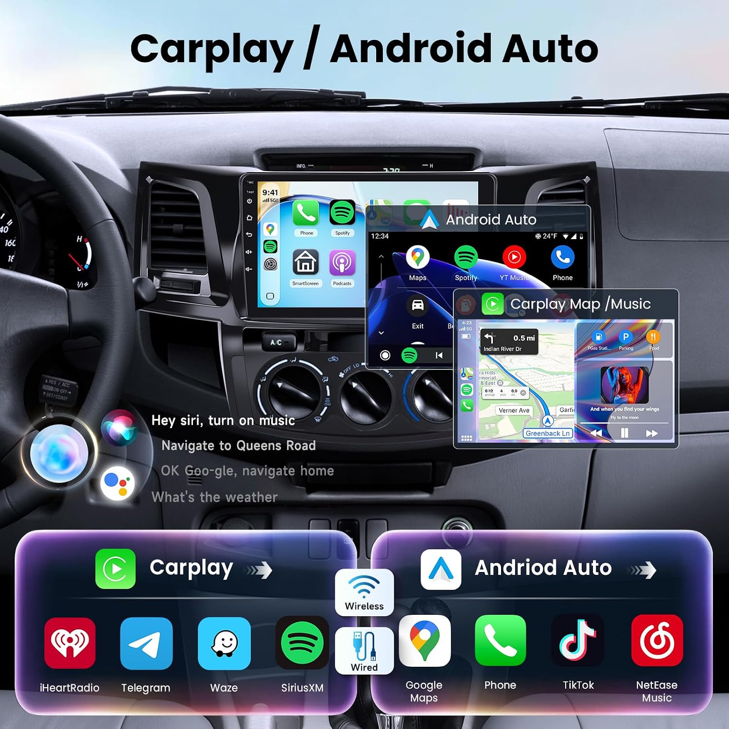 Linux Car Stereo Upgrade for Toyota HILUX 2005-2014 Carplay Android Auto image 3