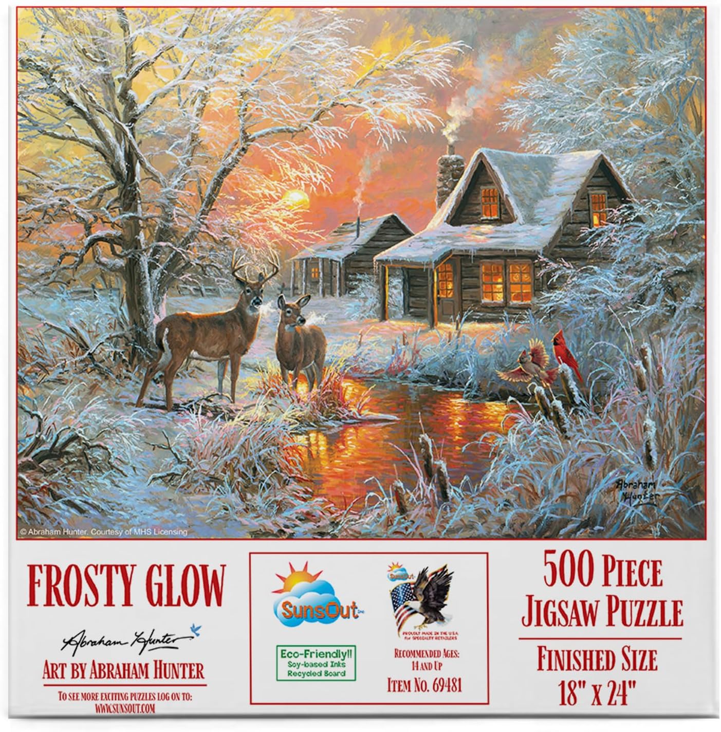 SUNSOUT INC - Frosty Glow - 500 pc Jigsaw Puzzle by Artist: Abraham Hunter - Finished Size 18" x 24" - MPN# 69481