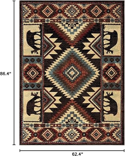 Miniatura 30 de Home Dynamix - Alfombra rústica Buffalo Bear, color marrón y rojo, 5 pies 2 pulgadas x 7 pies 2 pulgadas Oso