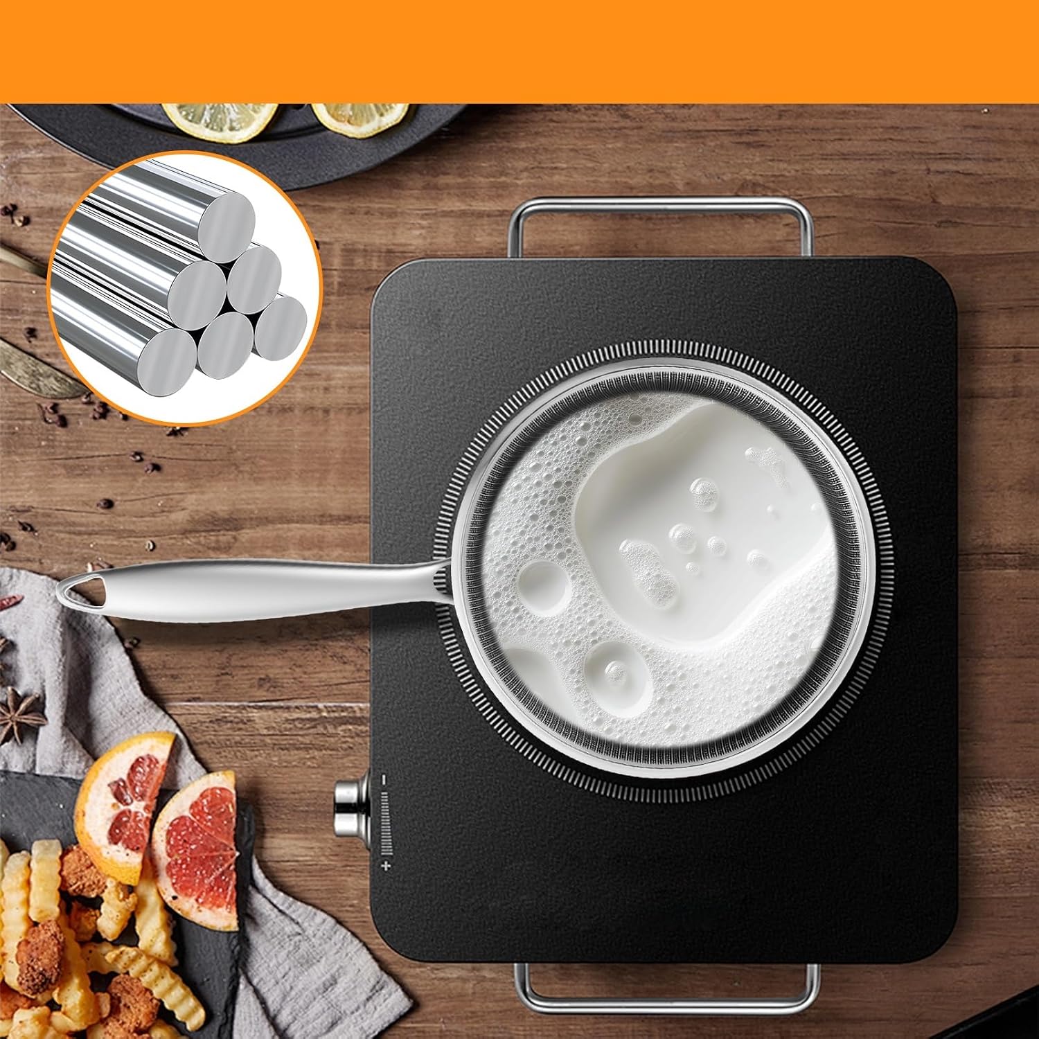 Stainless Steel Milk Pot Stainless Steel Saucepan Uniform Heating Non Stick Pan With Ergonomic Handle Thermal Insulation Milk