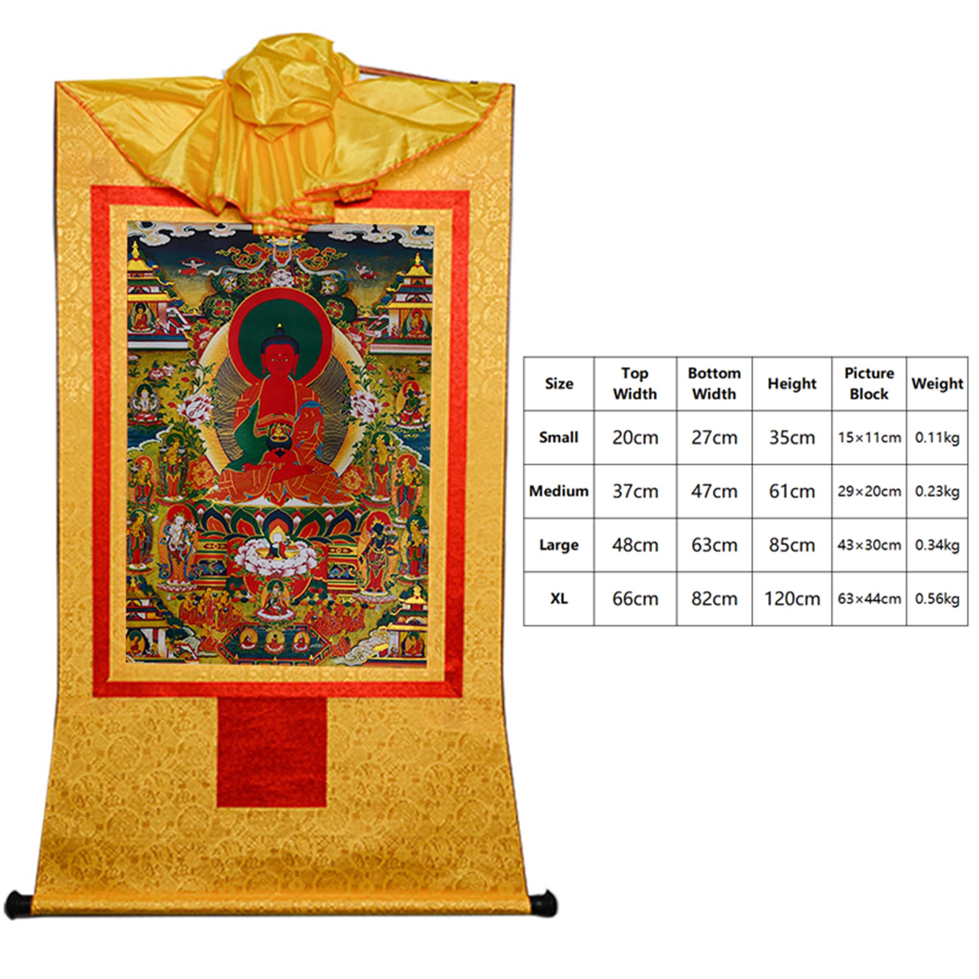 Gandhanra Thangka Tibétain - Terre Pure d'Amitabha Thangka - Peinture Tantrique Bouddha à Dorure - Tapisserie Mural pour Décoration Zen - Méditation et Relaxation Spirituelle