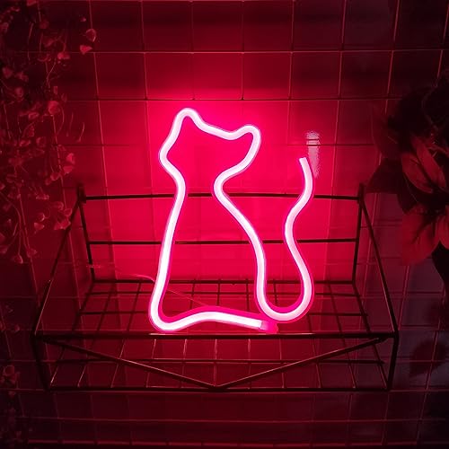 Miniatura 10 de JYWJ Letrero de neón de gato, luz de neón con pilas USB o 3 AA, decoración de mesa LED, decoración de pared de dormitorio, regalo de cumpleaños,