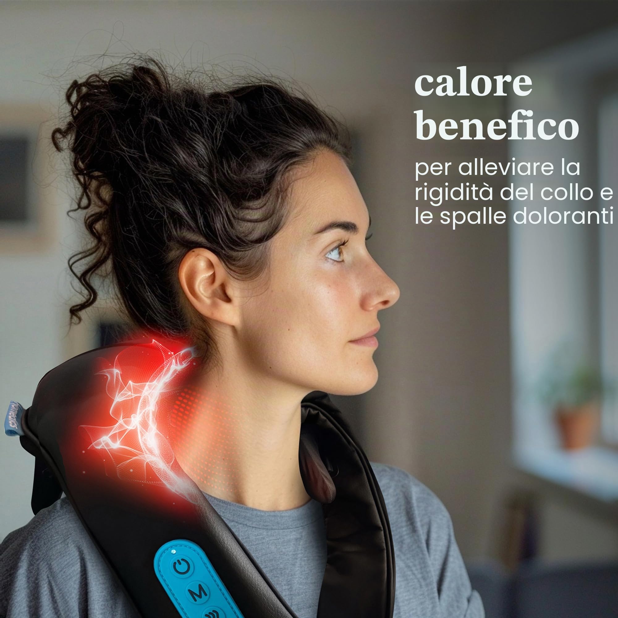 Homedics Massaggiatore per Collo con Calore, Dispositivo Senza Fili | Per Collo e Spalle, 2 Livelli di Intensità, 4 Testine Rotanti, Lenitivo, Anti-Stress