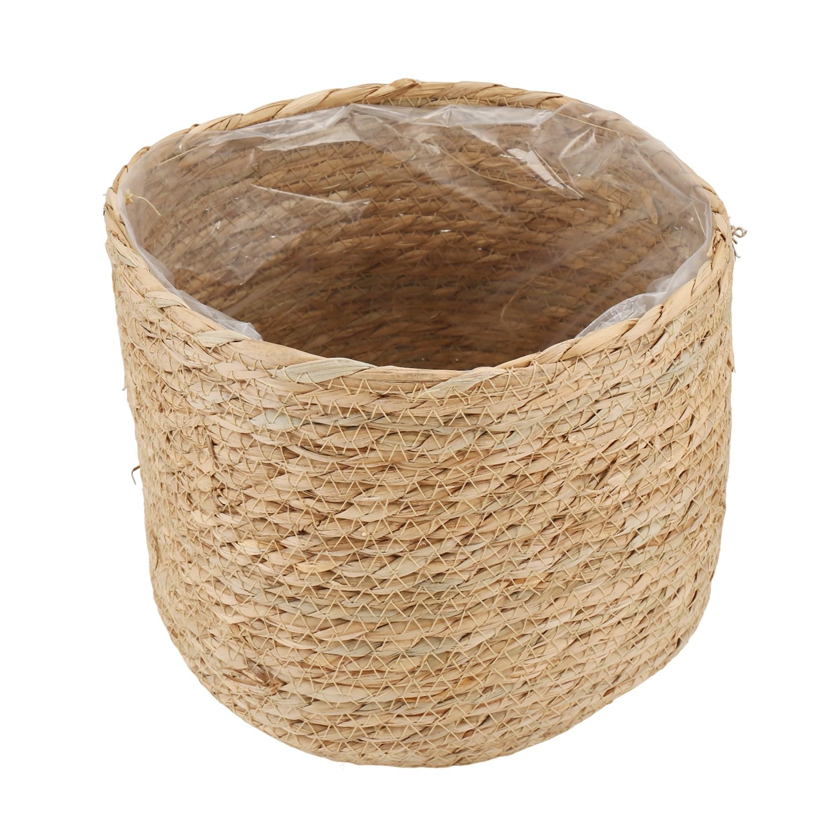 MOLERRI Seagrass Flower Pot - Woven Plant Pot - Decorative Plant Basket with Plastic Film Insert in Boho Style