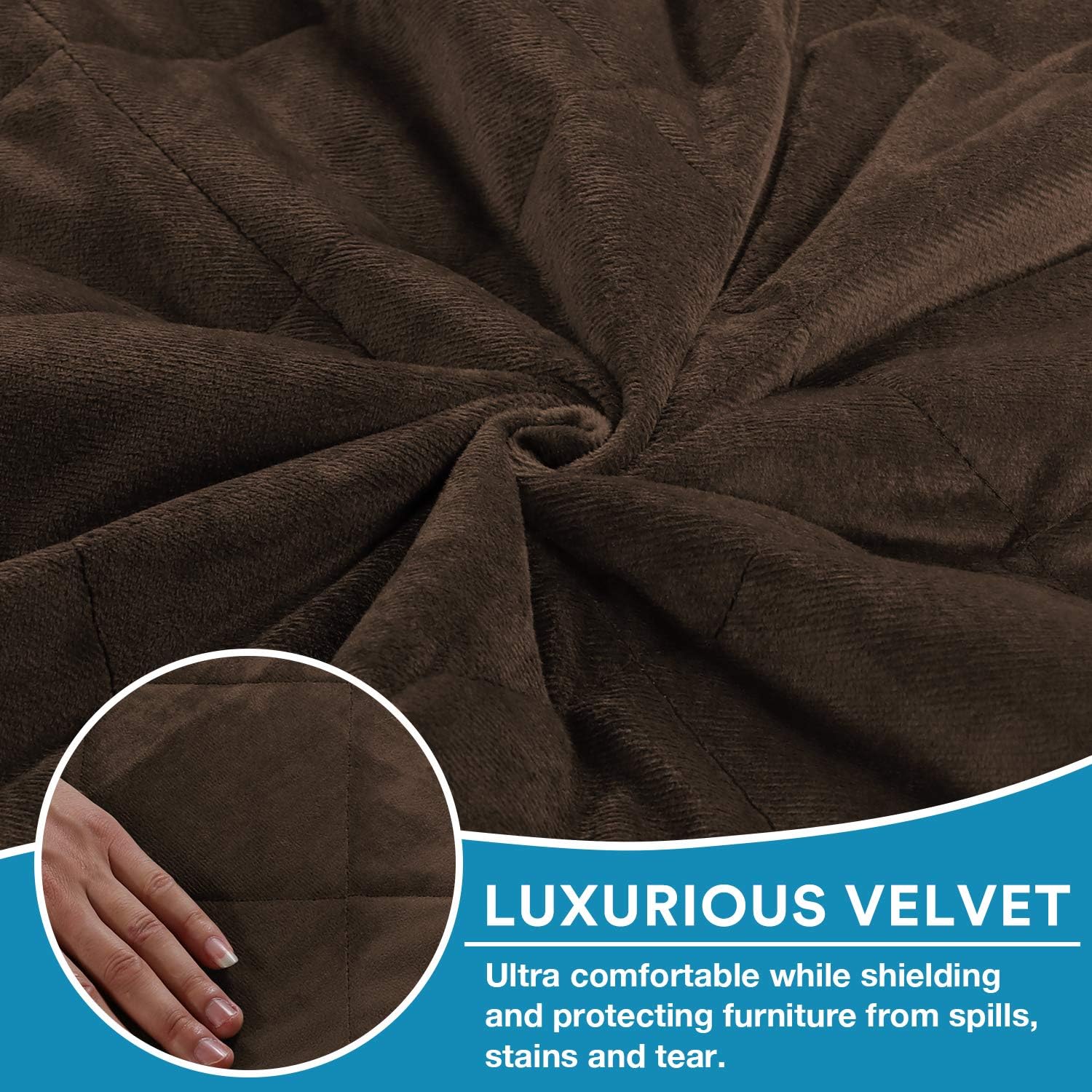 Flamingo P Recliner Covers Velvet Slip Resistant Recliner Sofa Slipcover Seat Width Up to 22" Couch Furniture Protector with 2" Elastic Straps Recliner Cover - Brown