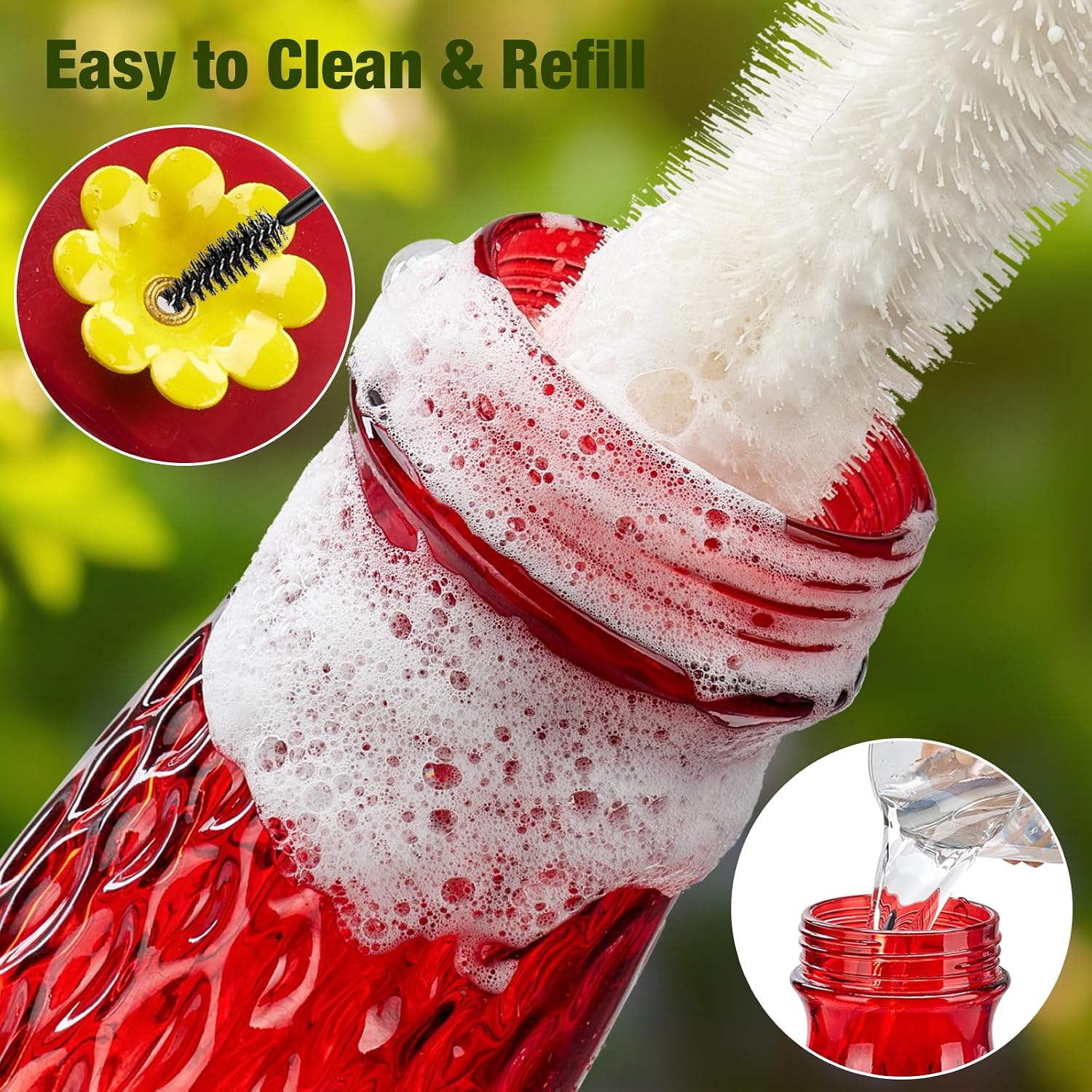 Kingsyard Glass Hummingbird Feeder for Outdoors with Ant Moat
