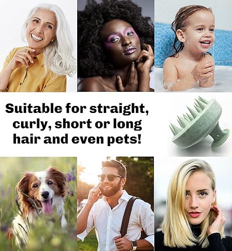 Miniatura 9 de Cepillo de champú masajeador de cuero cabelludo y cabeza para el crecimiento del cabello, la caspa y el cuero cabelludo seco (azul)