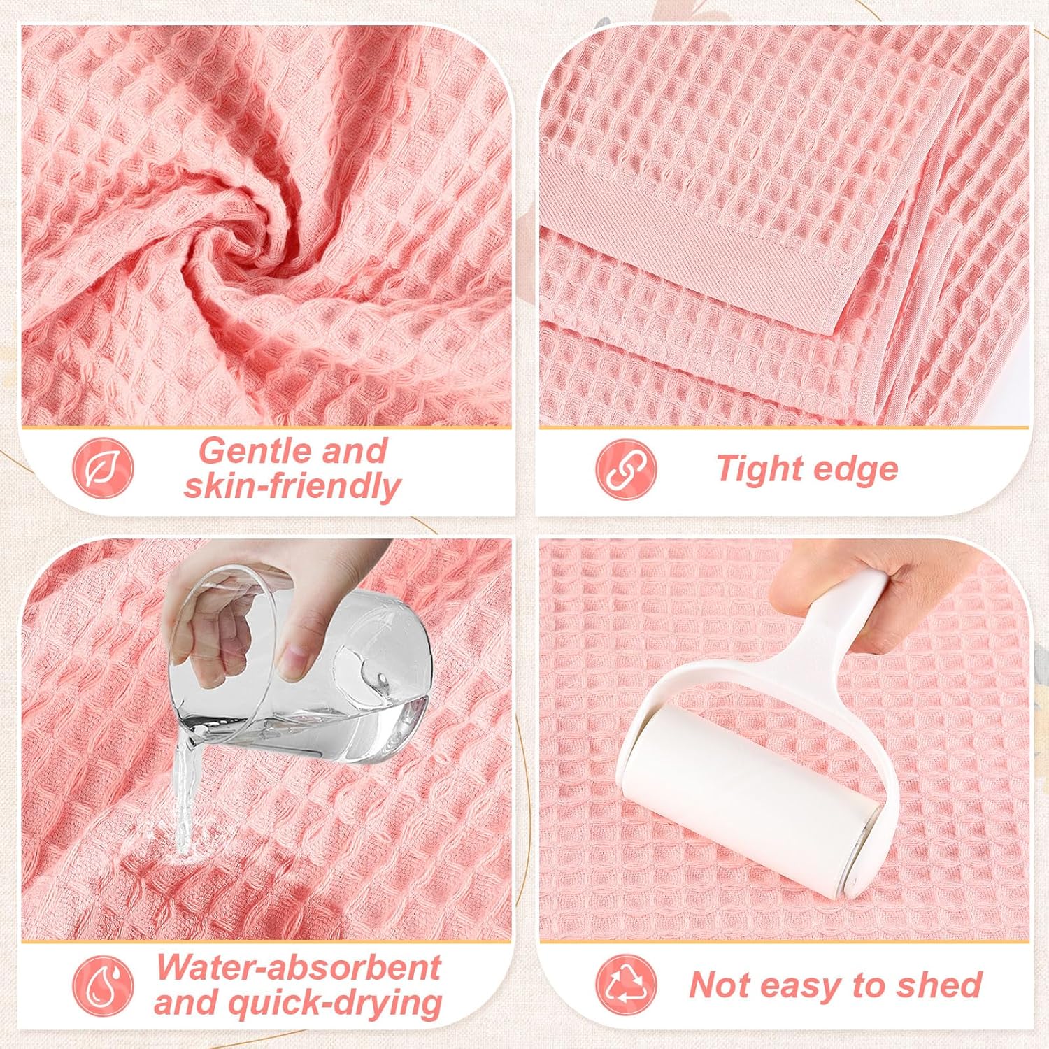 4 Pack Waffle Bath Towels 100% Cotton Oversize Waffle Towel Quick Dry Absorbent Soft Lightweight for Bathroom Shower Blanket Spa Yoga Beach Pool Travel (Colorful,57 x 30 Inch)