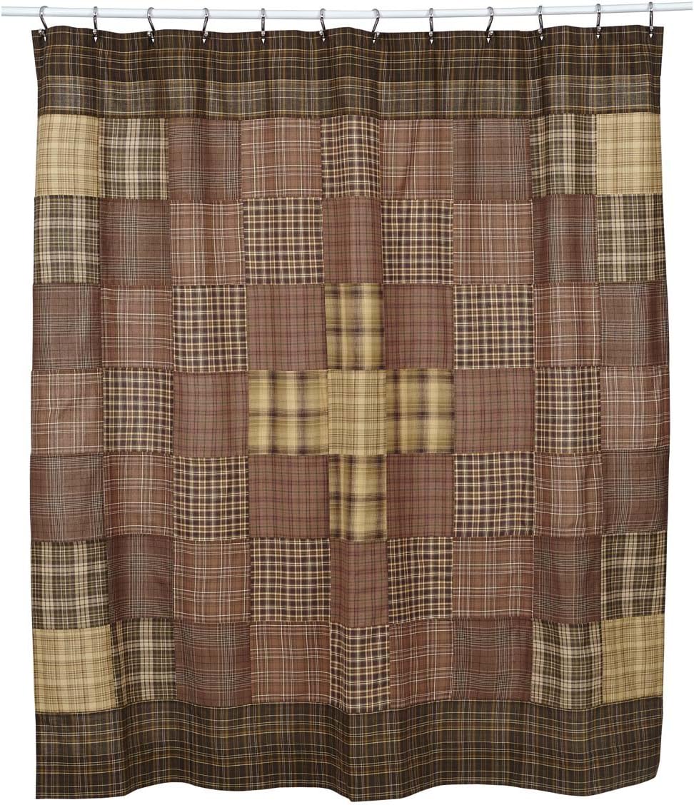 VHC Brands Prescott, Rustic, Bath Decor, Shower Curtain Unlined, 72x72, Brown