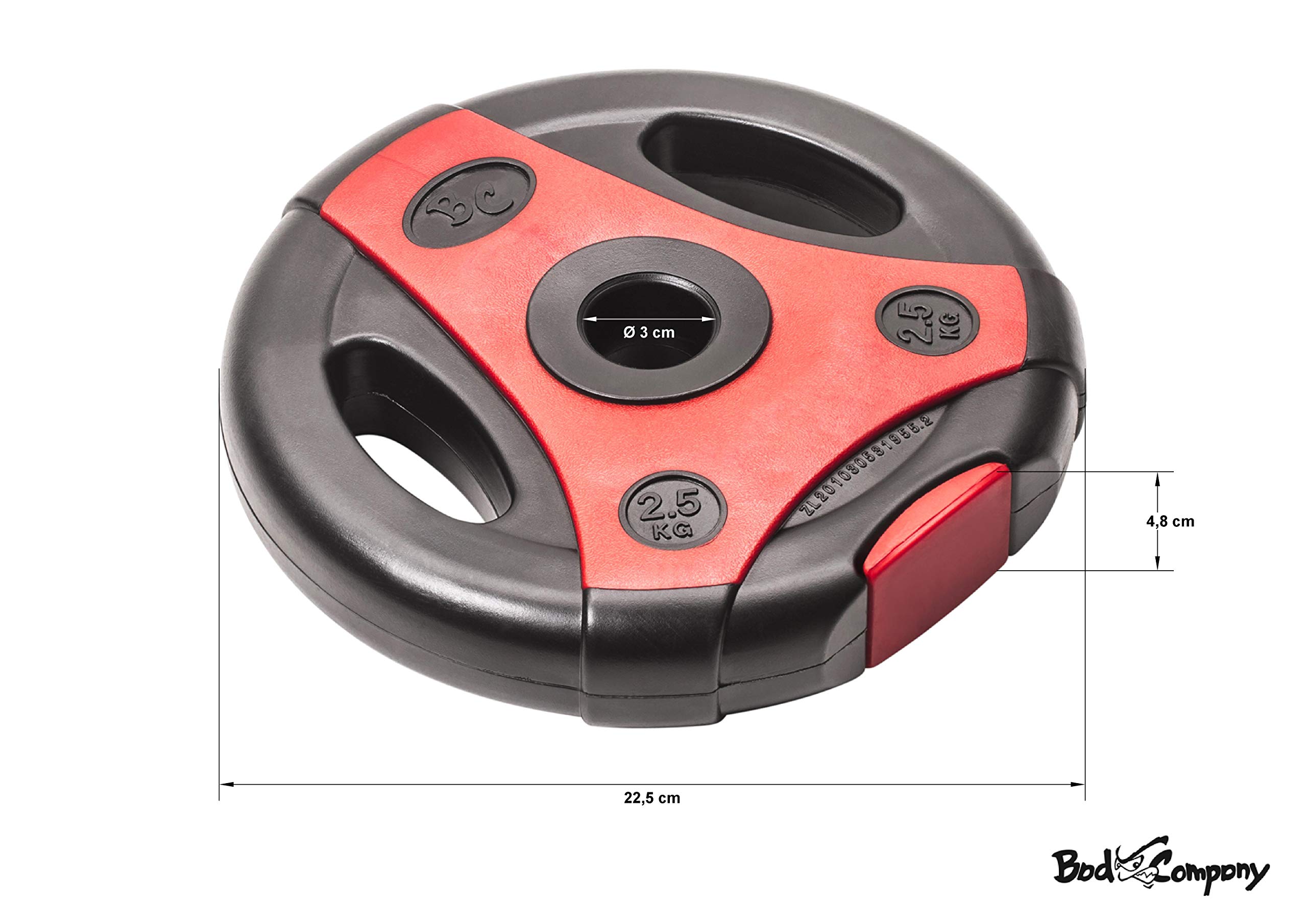 Bad Company Krążki do sztangi K-Grip I ciężarki pokryte tworzywem sztucznym 30/31 mm I 6 x 2,5 kg