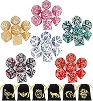 Vista 18 de CiaraQ Juego de dados poliédricos – Dados de juego de rol DND para juegos de mesa RPG de Dungeons and Dragons, multicolor, 42 piezas
