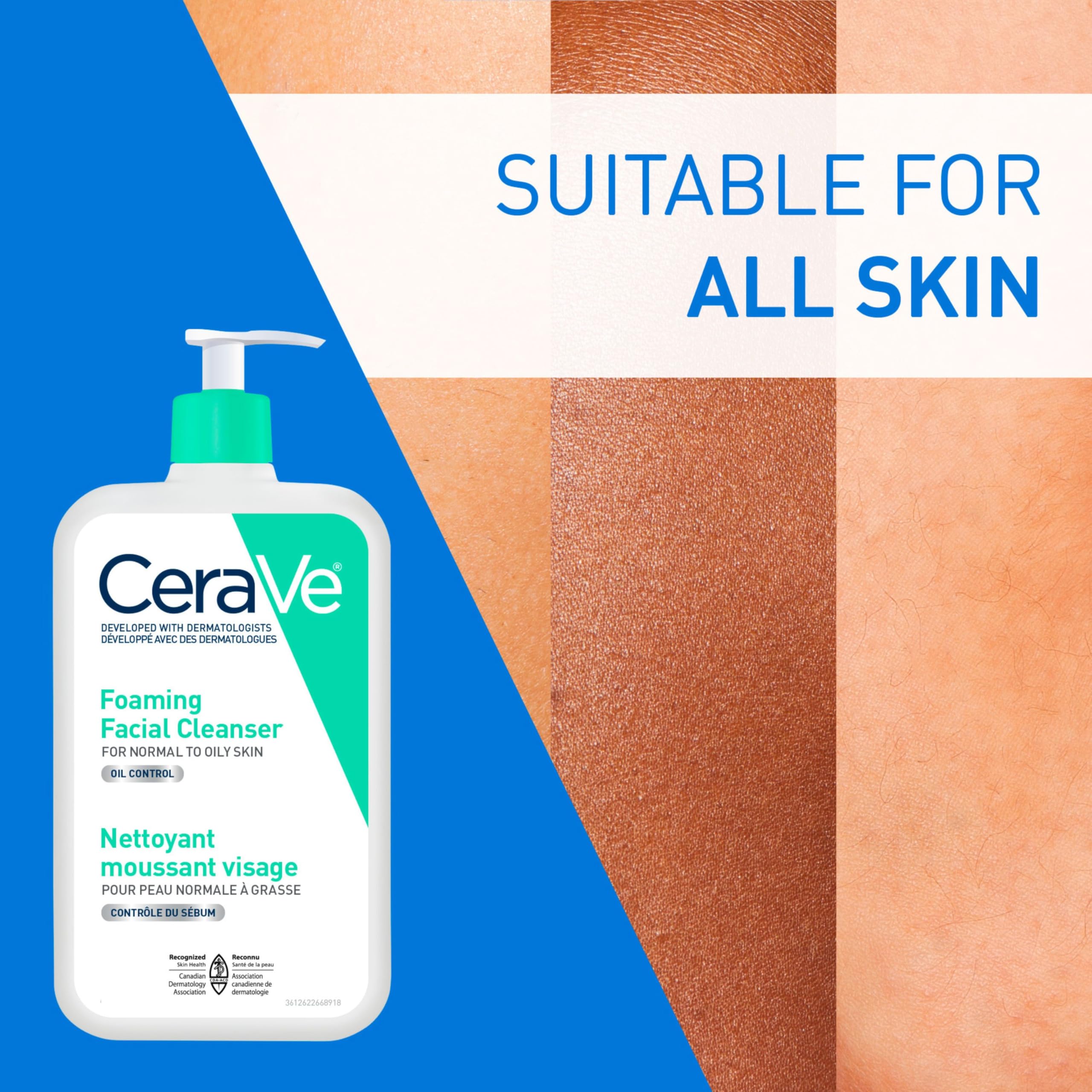 CeraVe Foaming Face Wash, Gel Face Cleanser for Normal to Oily Skin, Removes Excess Oil & Dirt, with Hyaluronic Acid, Niacinamide & Ceramides, Fragrance-Free, Recommended by Dermatologists, 562mL - 5