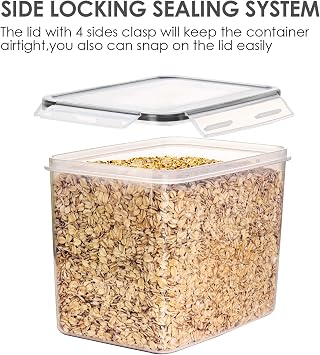 Vtopmart Airtight Food Storage Containers 6 Pieces - Plastic BPA Free Kitchen Pantry Storage Containers for Sugar,Flour and Baking Supplies - Dishwasher Safe - Include 24 Labels, Black | Airtight Containers, Sugar Flour & Baking Supplies Storage, Dishwasher Safe Design, 24 Labels Included, Pantry Organization