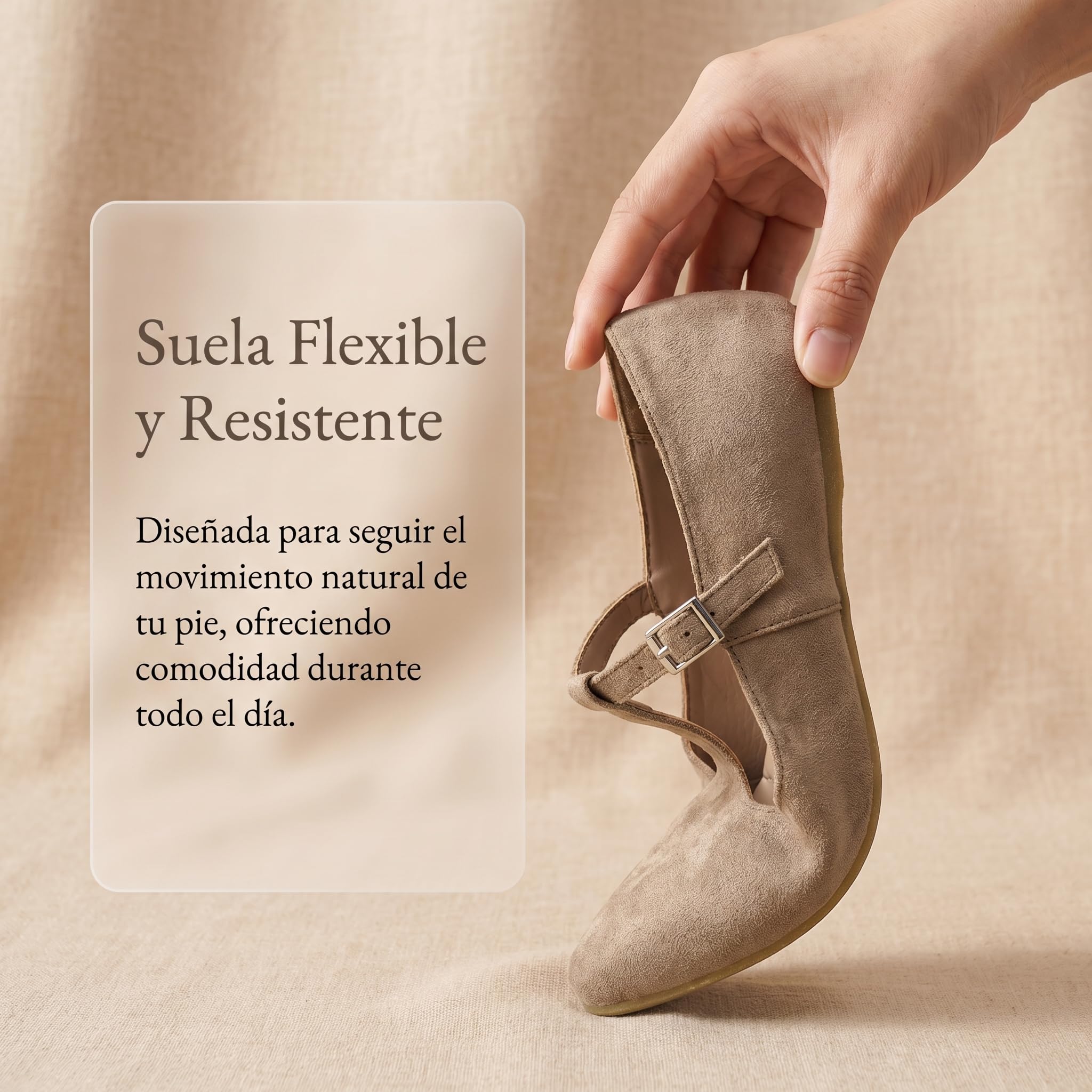 GLAMORA Merceditas Mujer Bailarinas Punta Fina Zapatos Planos Cómodos Hebilla Ajustable Ligero Flexible Suela Goma Manoletinas Mujer Ante Sintético Elegantes