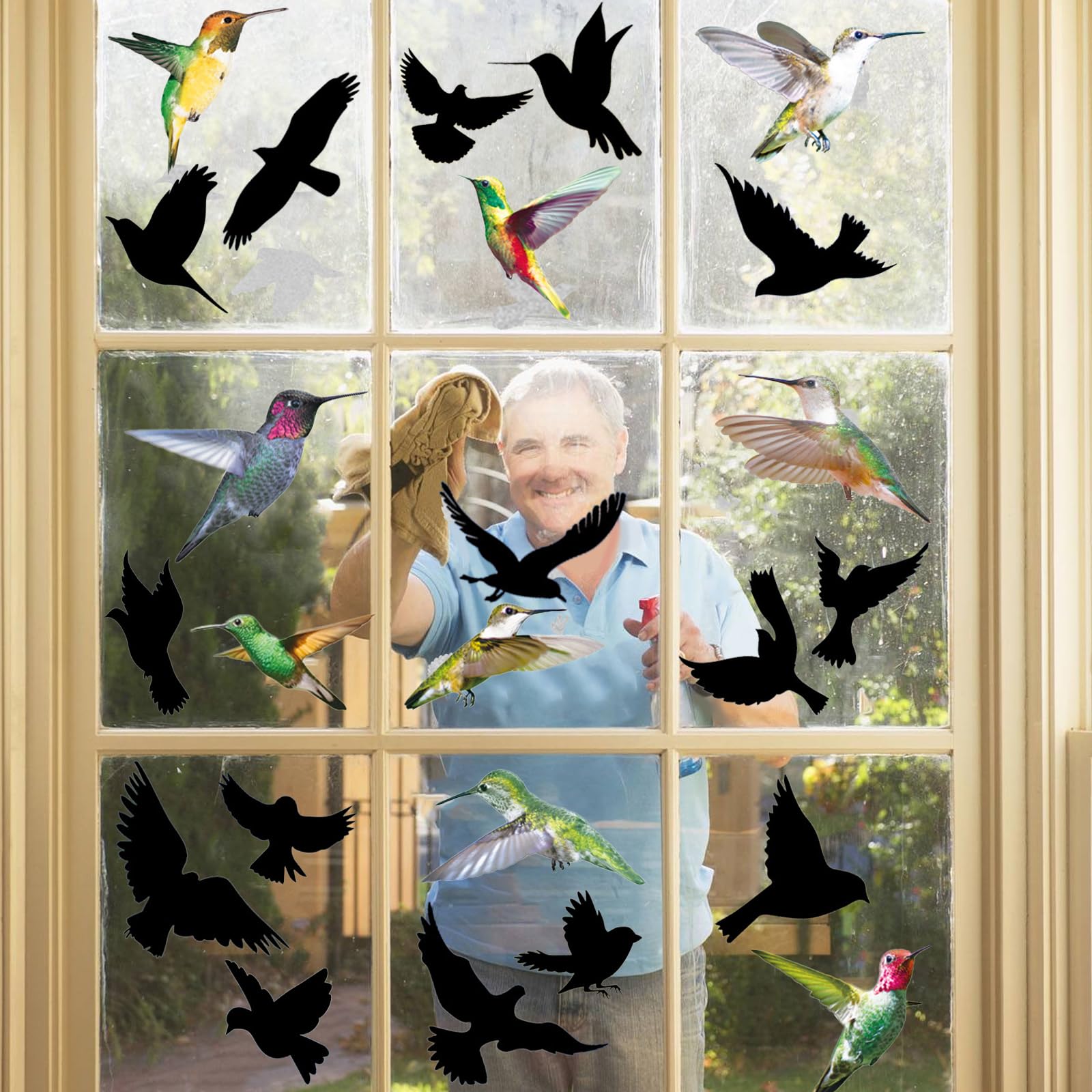Adesivi Anticollisione Per Uccelli - 37 Pezzi Nero, Pellicola Elettrostatica Per Finestre E Porte Vetrate - Foto 2