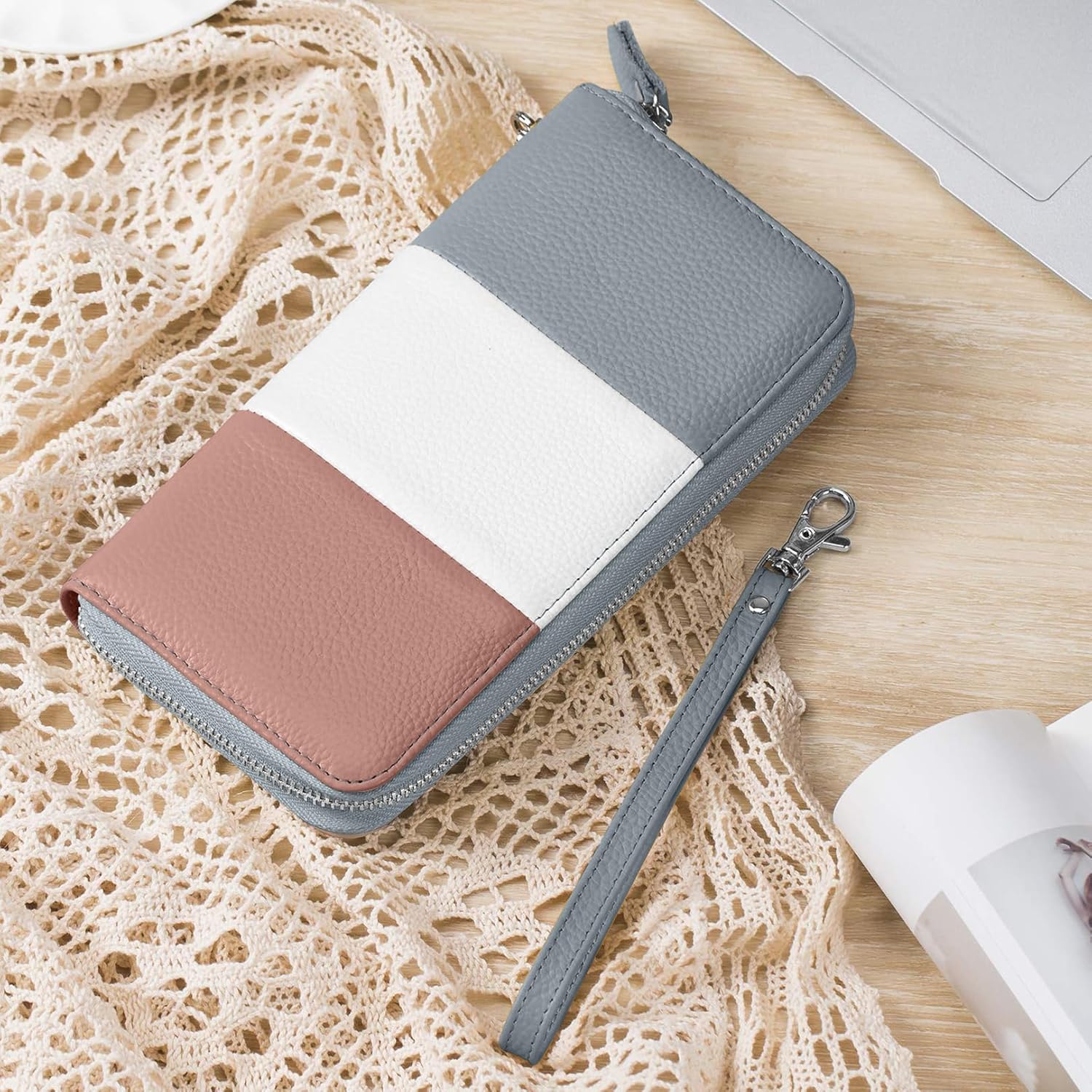 Womens Wallet RFID Blocking Genuine Leather Multi Credit Card Large Capacity Zip Around Clutch Travel Purse Wristlet - Image 4