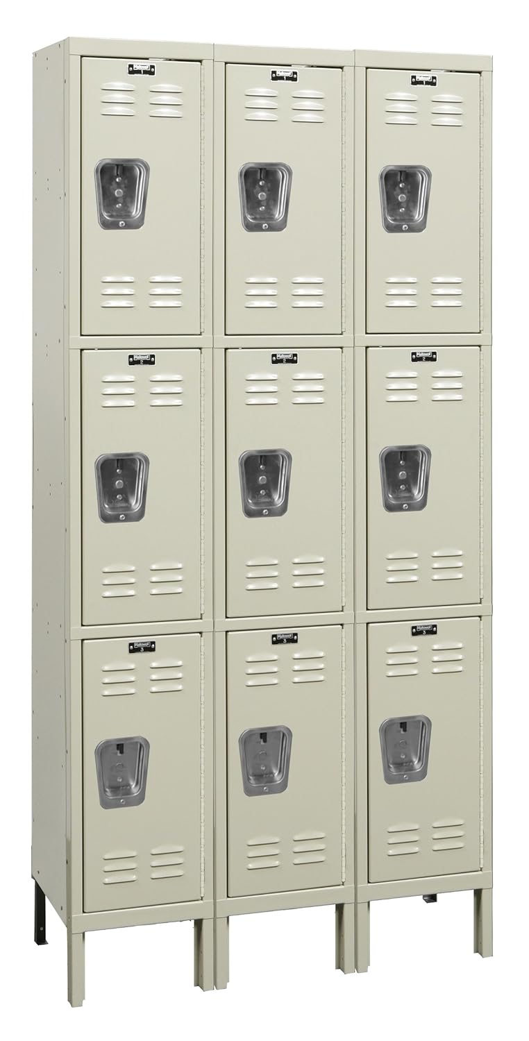 Hallowell U3288-3PT Premium Locker, 36" Width x 18" Depth x 78" Height, Triple Tier, 3-Wide, Knock-Down, 729 Parchment