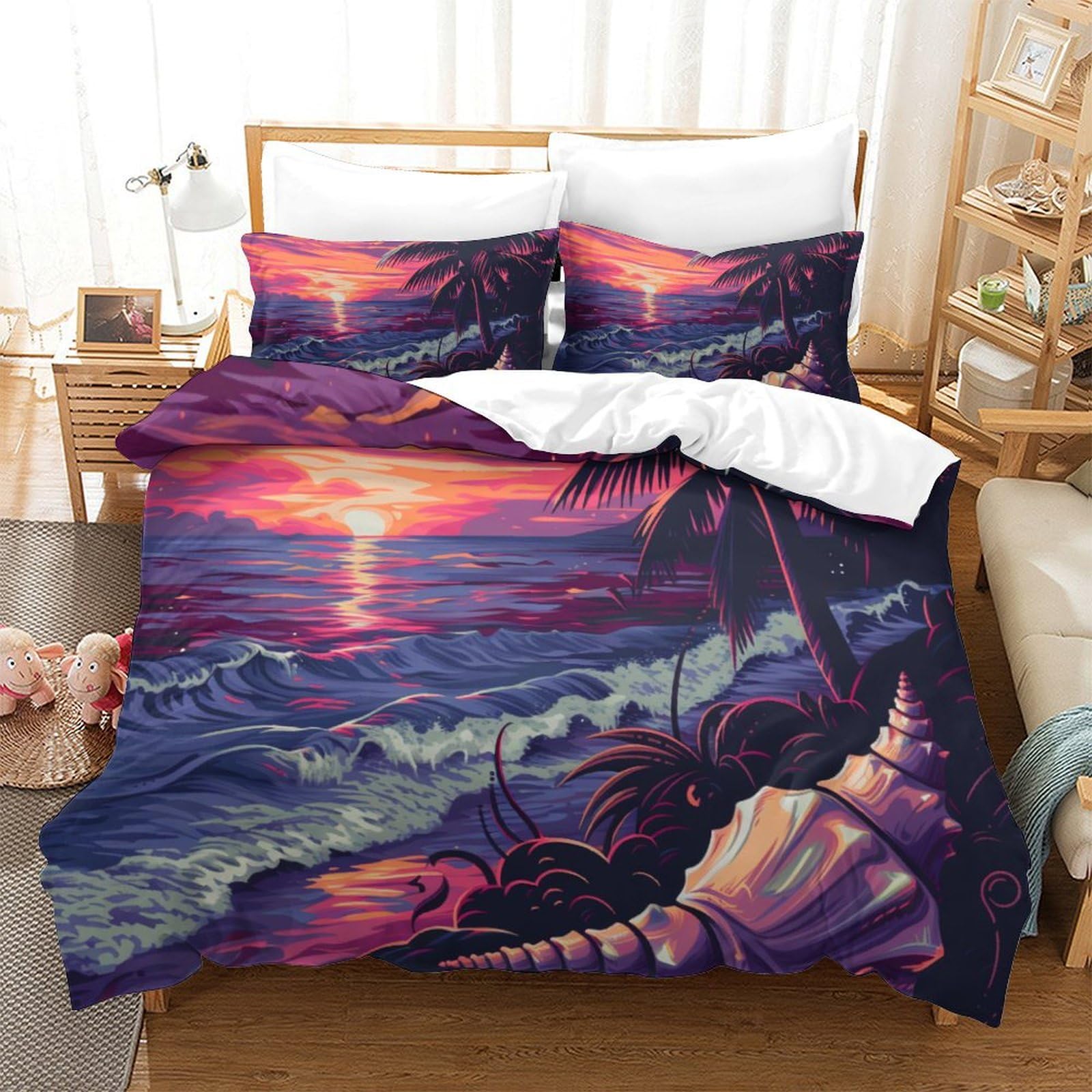 Parure de lit microfibre respirante 260x220 housse couette 3D fille