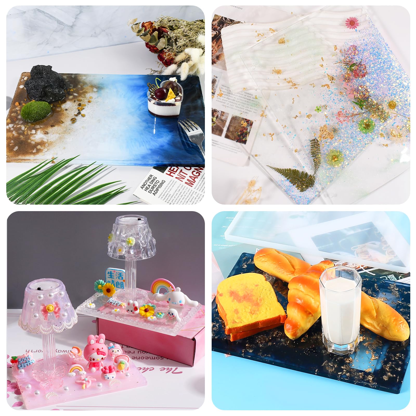 Stampo In Silicone Per Resina 25x15cm - Vassoio Rettangolare Per Sottobicchieri E Decorazioni - Foto 11