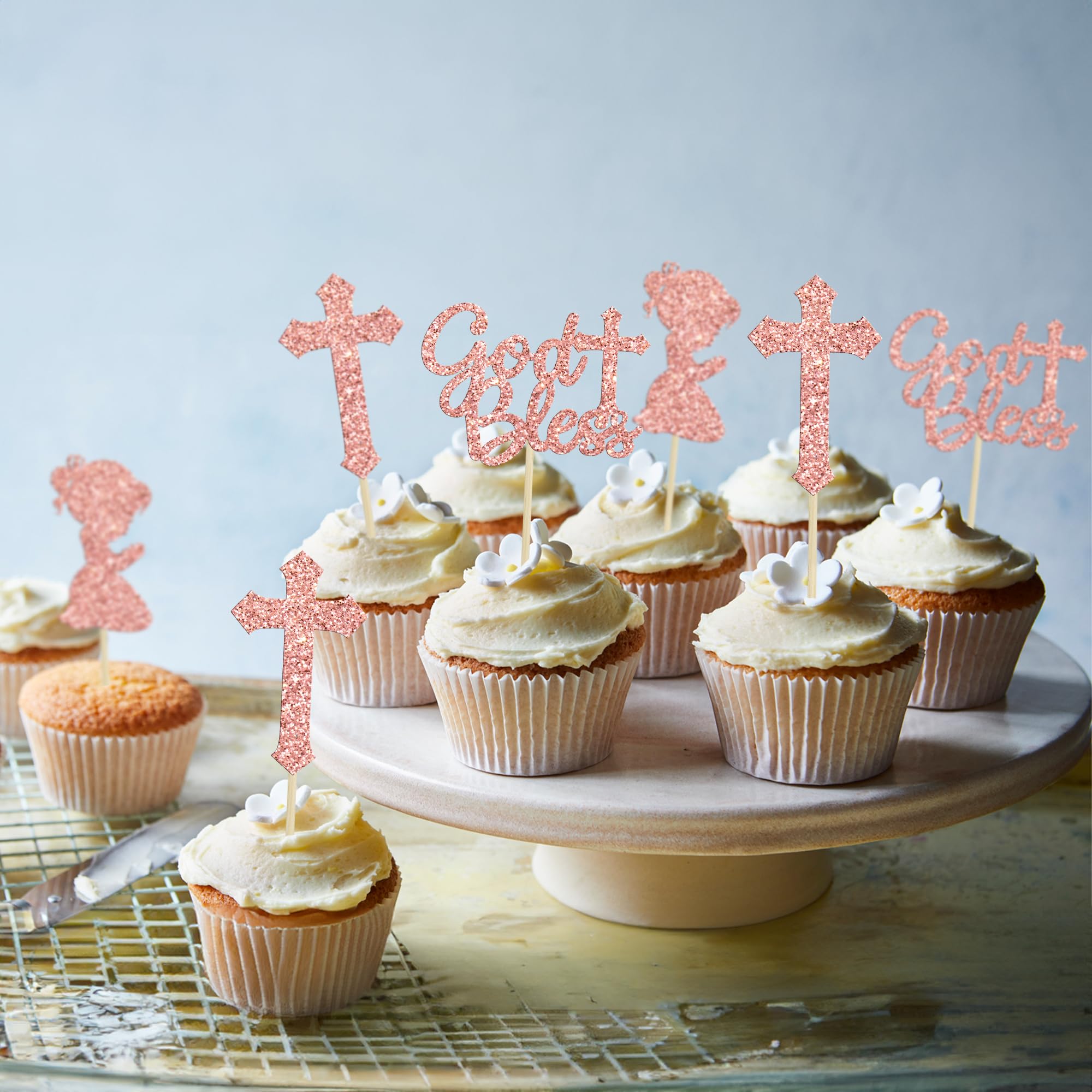 Gyufise 1 topper per torta God Bless This Child decorazione per battesimo, argento glitterato prima comunione dio benedica ragazzo decorazioni per torte per battesimo, baby shower, compleanno, feste
