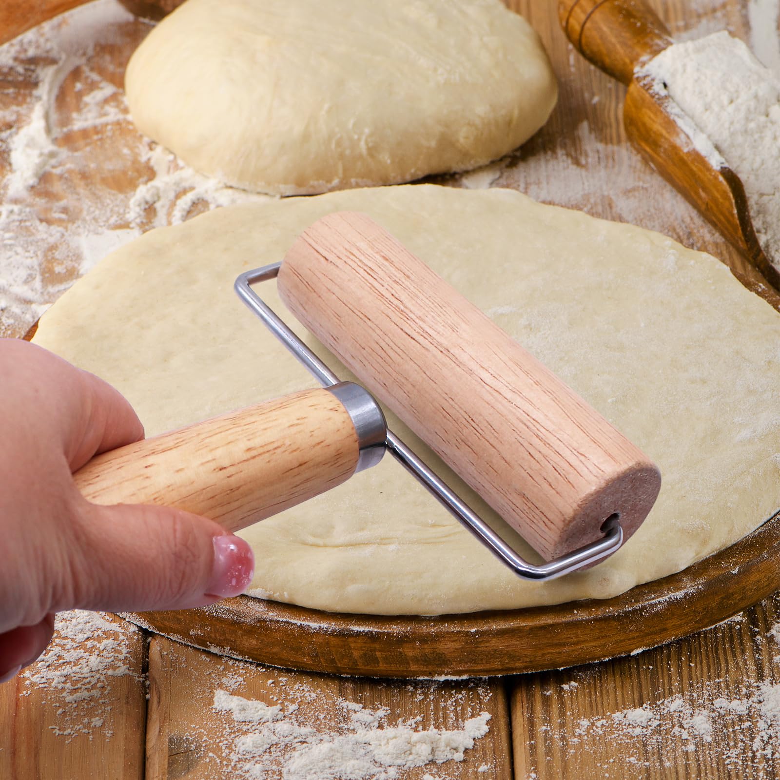 Deegroller, 2 stuks, hout, kleine en middelgrote rolling pins, klein