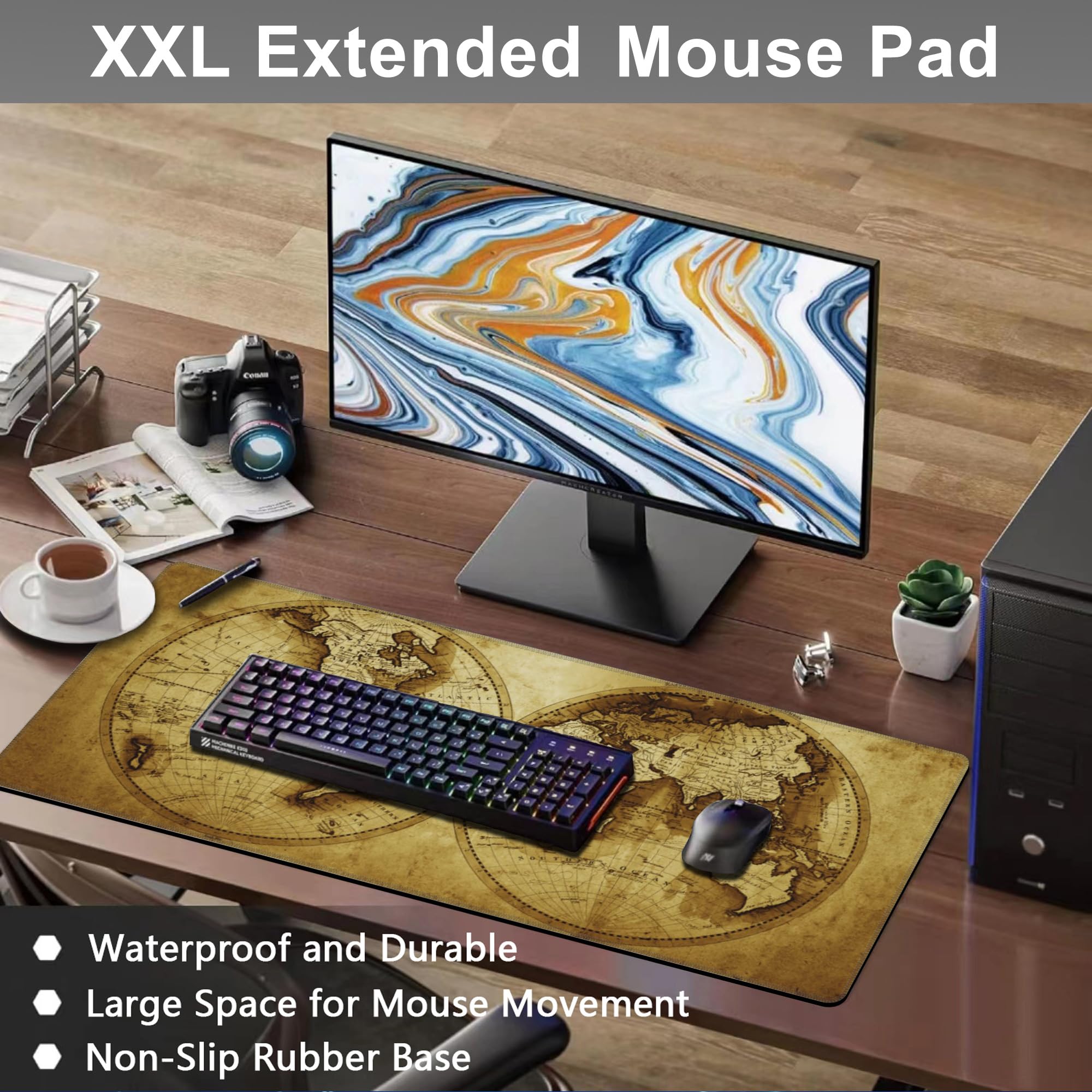 Retoo Tappetino per mouse RGB Gaming con mappa del mondo, tappetino da scrivania a LED, XXL, con modalità di illuminazione, tappetino per mouse multi colore, tappetino per mouse grande, accessorio Retoo Tappetino per mouse RGB Gaming con mappa del mondo, tappetino da scrivania a LED, XXL, con modalità di illuminazione, tappetino per mouse multi colore, tappetino per mouse grande, accessorio