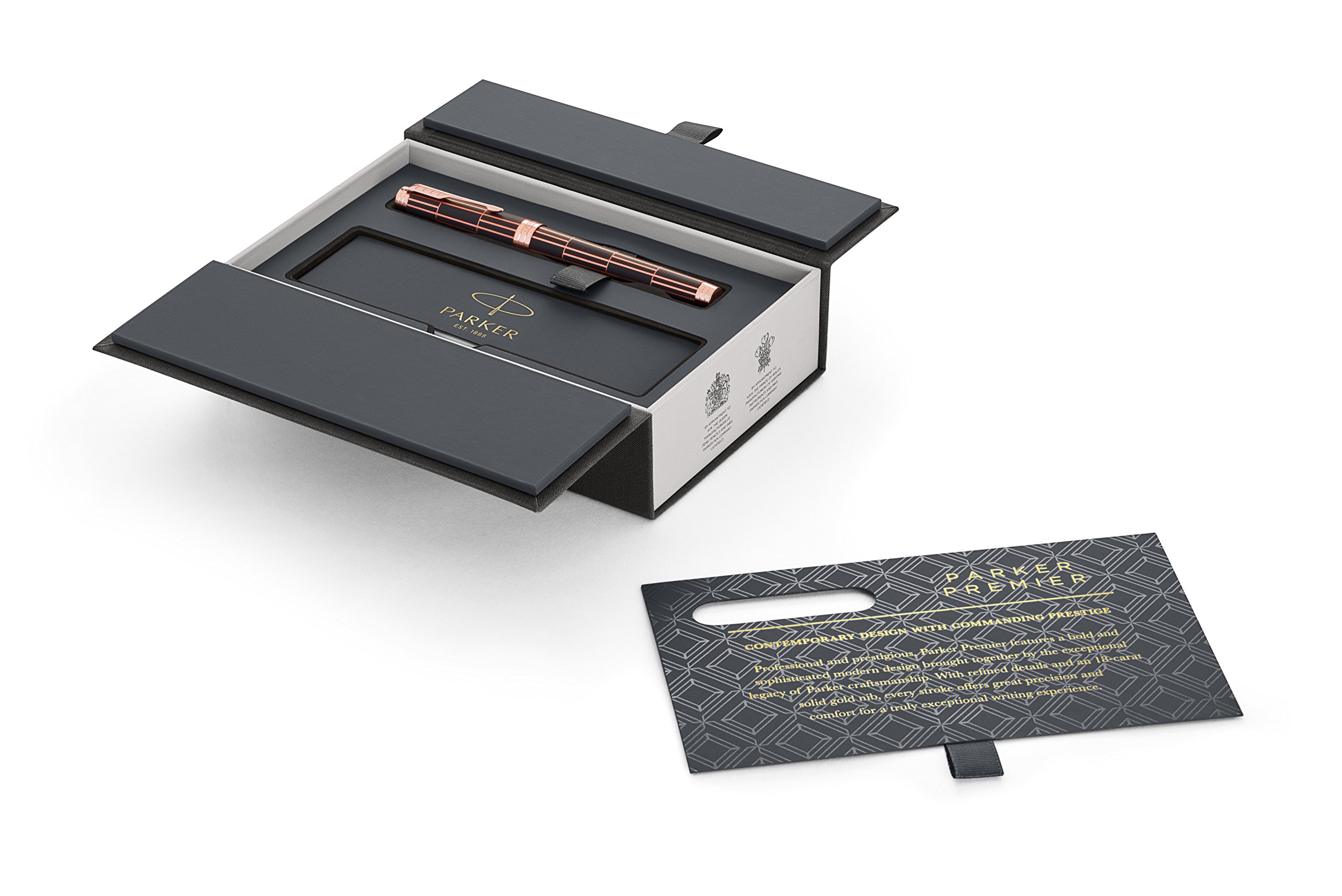 Stylo Roller Parker Premier Laque Marron Quadrillé - Finition Or, Occasion Prestige