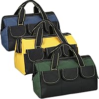 Vista 9 de Sanwuta Paquete de 3 Bolsas de Herramientas para Hombres con Fondo Duro Impermeable, Bolsa de Herramientas de Servicio Pesado con Boca Ancha Tipo