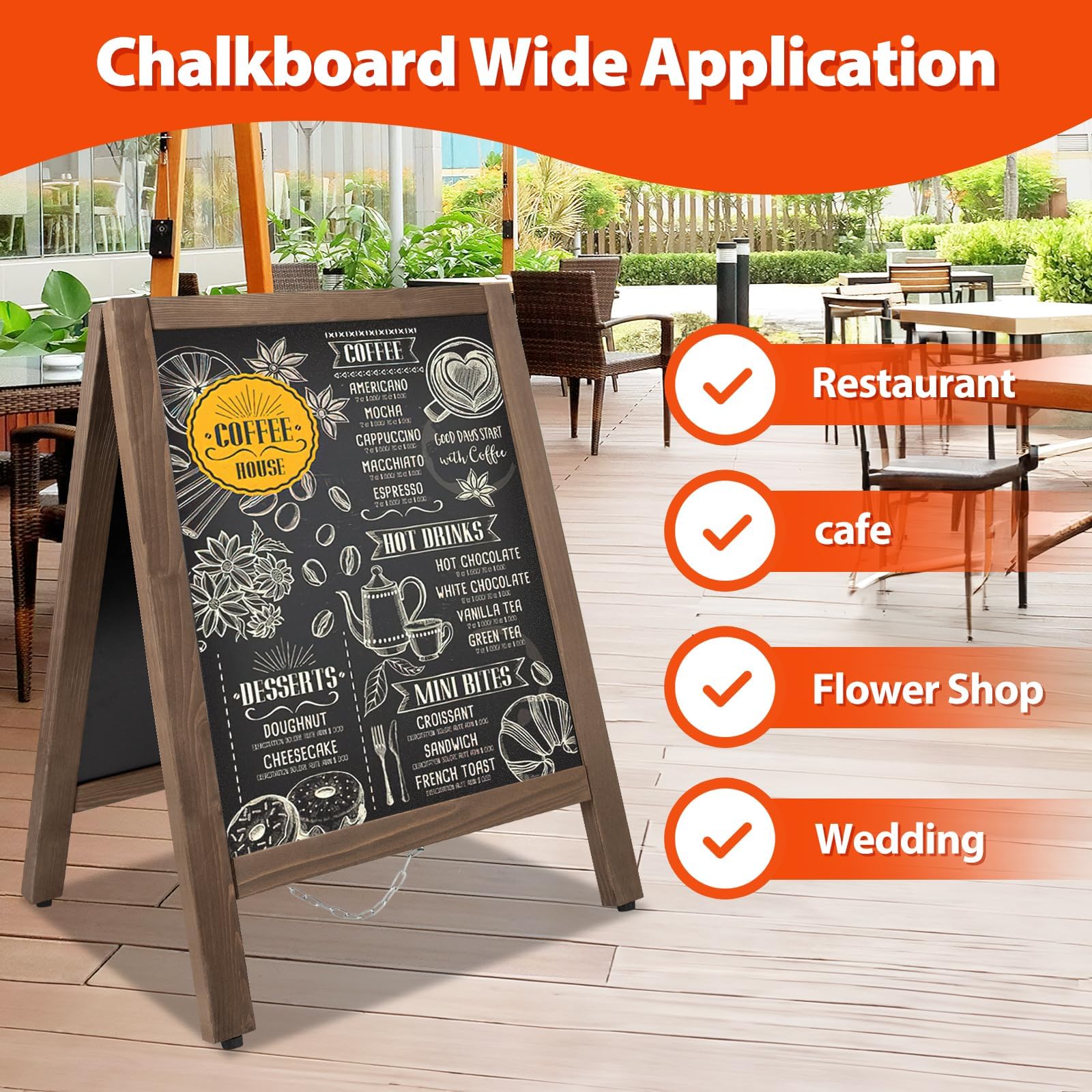 VAIIGO Chalkboard Sign Wooden A-Frame 17