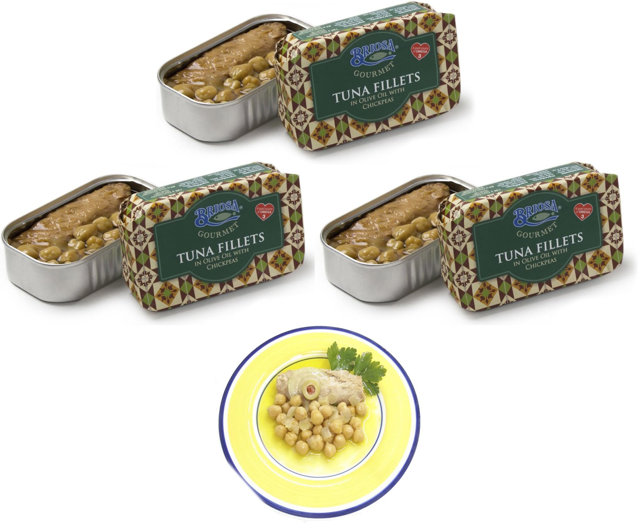 Tuna fillet in olive oil with chickpeas 3 tins x 120 g, Briosa Gourmet / Portugal