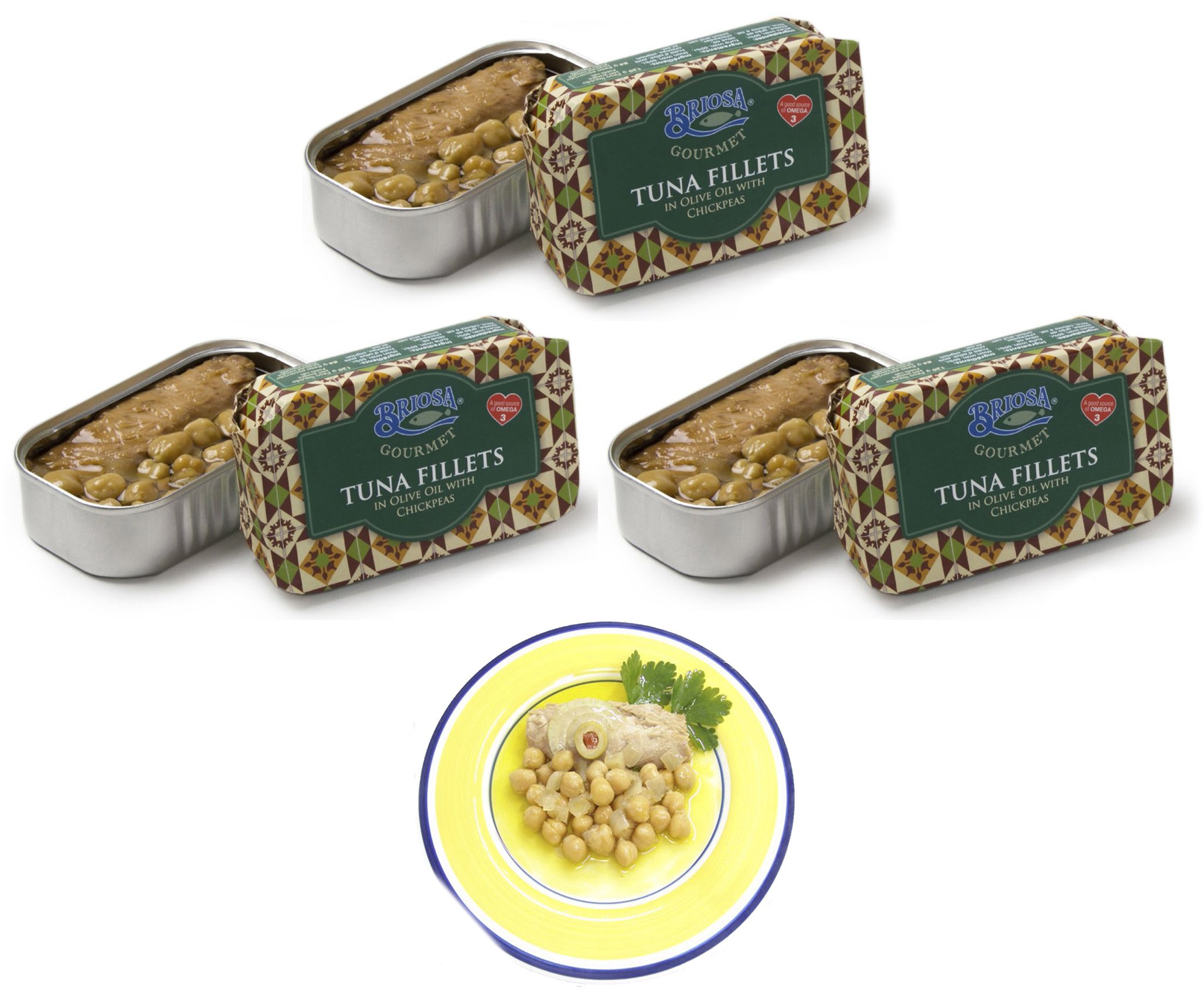 Tuna fillet in olive oil with chickpeas 3 tins x 120 g, Briosa Gourmet / Portugal