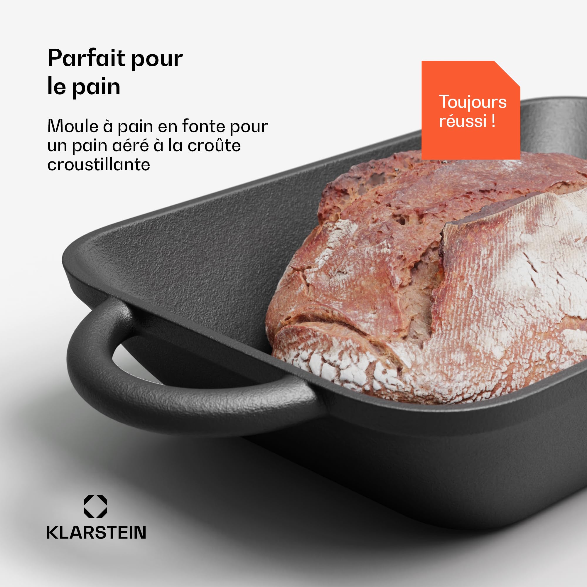 Four Hollandais en Fonte pour la Fabrication du Pain 2-en-1, Marmite et Moule à Pain pour la Cuisson à l'Intérieur et à l'Extérieur, Cloche à Pain en Fonte, Casserole avec Couvercle