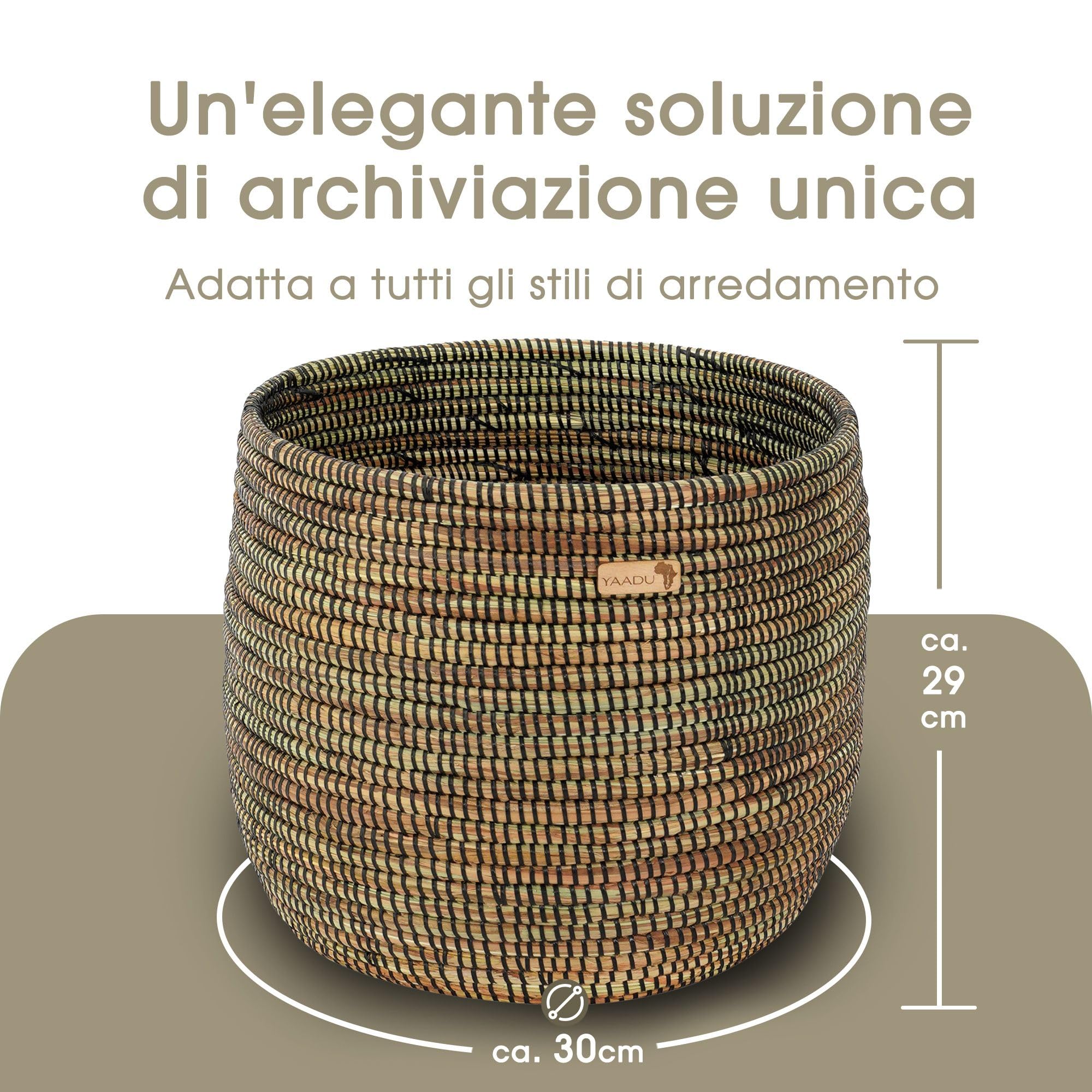 Cesto Intrecciato Africano Farafina Nero - Contenitore Decorativo Per Piante O Oggetti, Artigianato Tradizionale - Foto 9