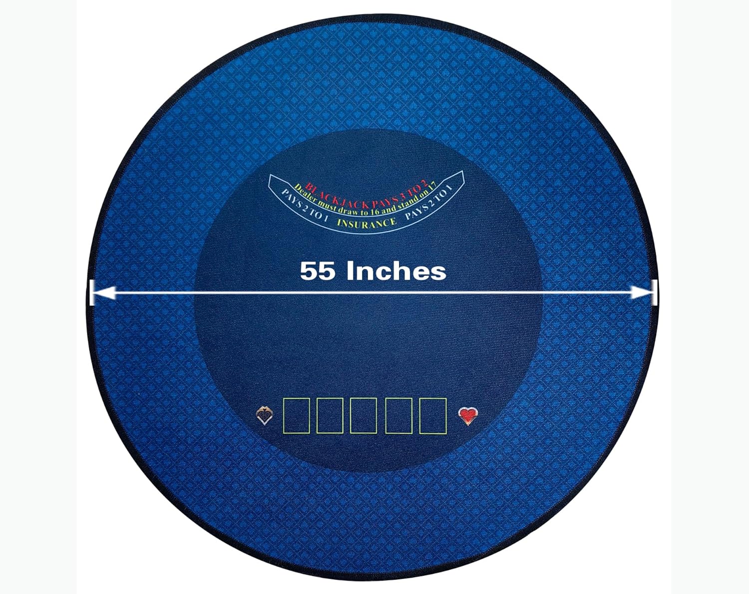 BALIKEN Round 55'' x 55'' Texas Hold'em and Blackjack Table Felt, Portable Foldable Poker Games Round Mat