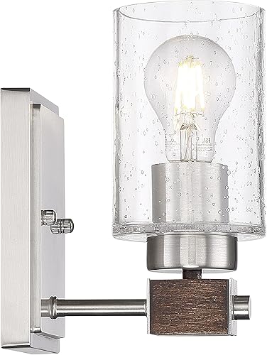 Miniatura 6 de Nuvo 606964 - Acabado de madera de níquel cepillado y nuez moscada con vidrio transparente sembrado, 4 luces