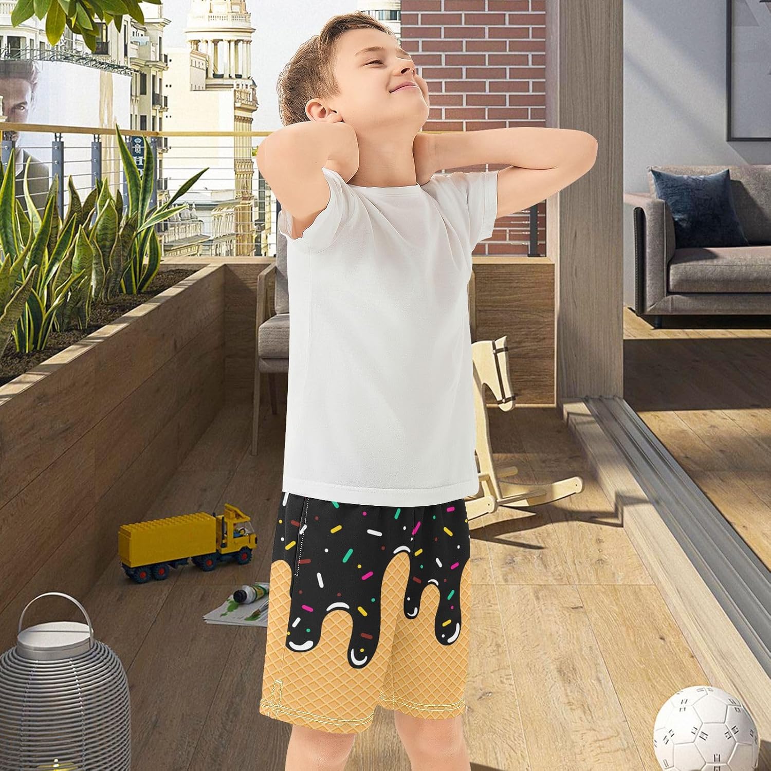 Athletic Gym Shorts Boys Casual Shorts Elastic Waist with Pockets, Summer Kids Bottom for Sports Homewear 7-15 Years - Image 8