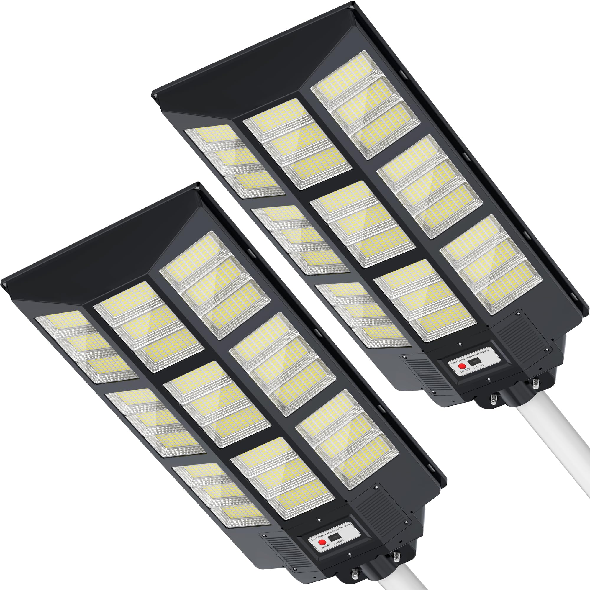 OKPRO Solar Street Lights Outdoor - 1800W Solar Outdoor Lights 7000K Solar Parking Lot Lights Dusk to Dawn, Street Lights Solar Powered with Motion Sensor for Yard, Stadium(2Pack)